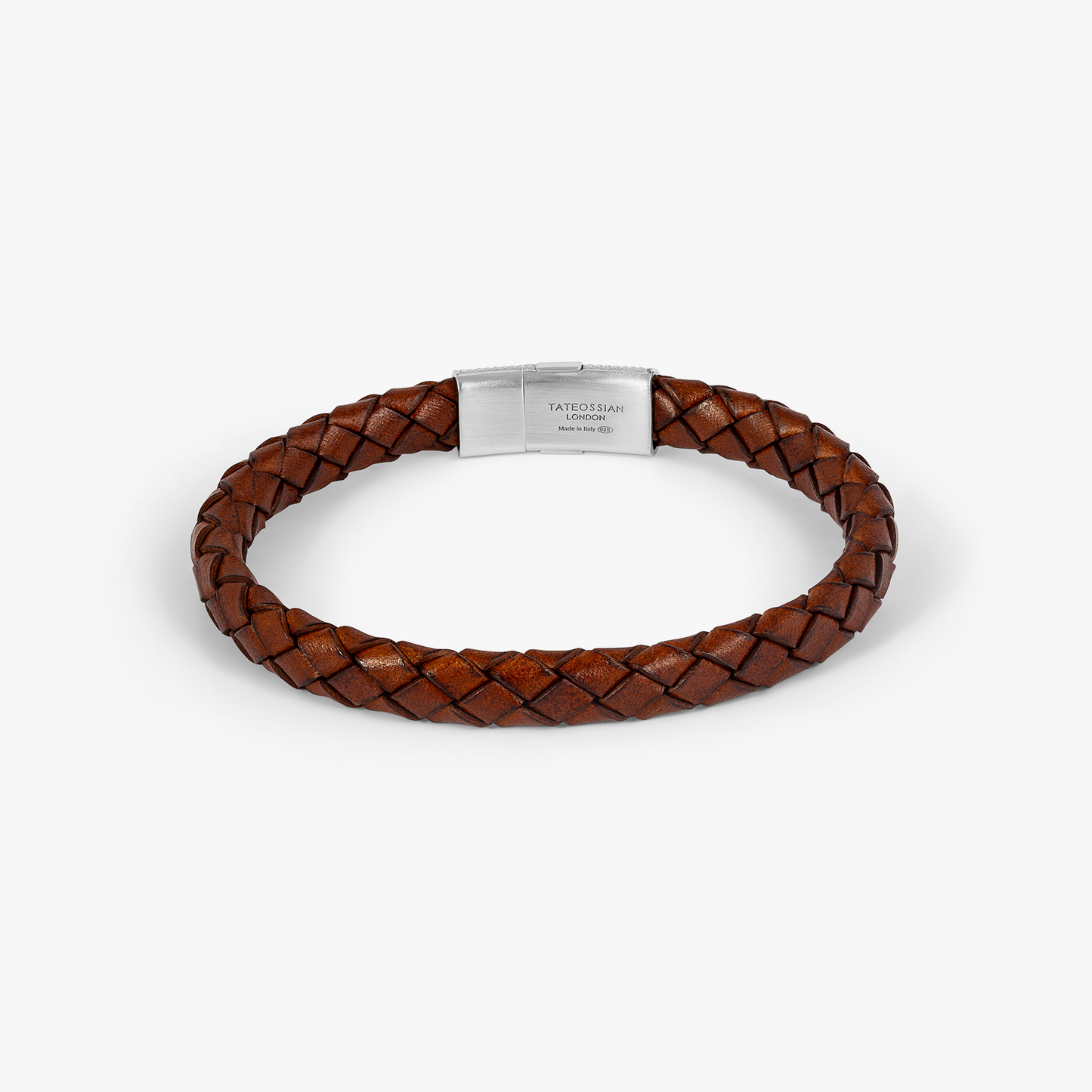 Giza Cobra Pelle Bracelet In Rhodium & Brown Leather