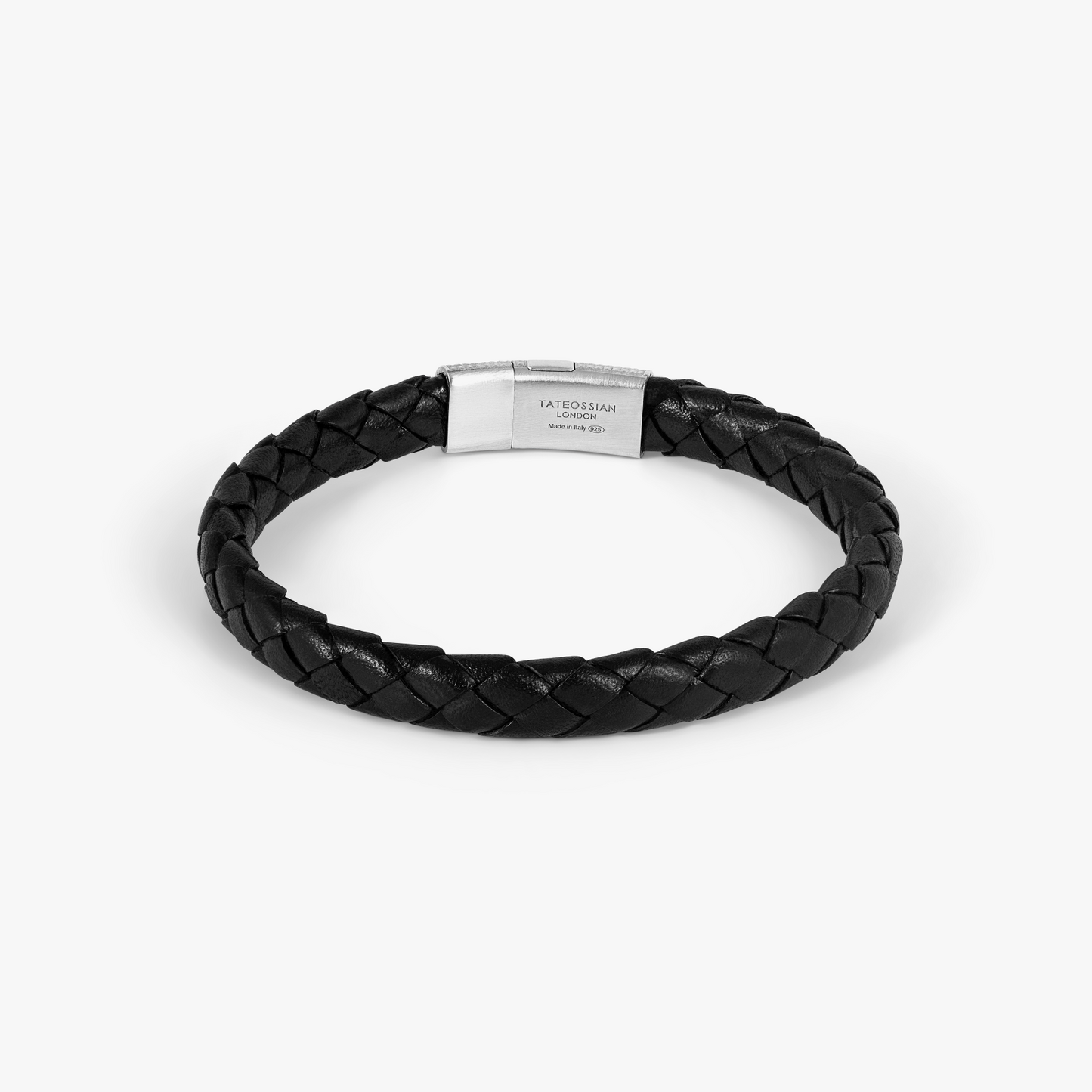 Giza Cobra Pelle Bracelet In Rhodium & Black Leather