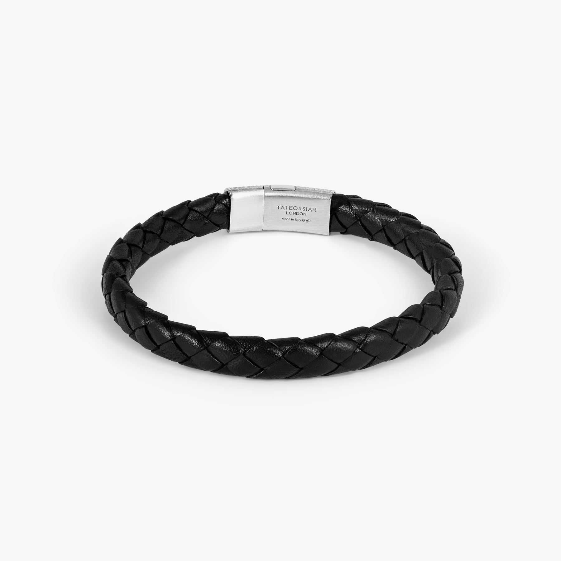 Giza Double Click Pelle Bracelet In Rhodium & Black Leather
