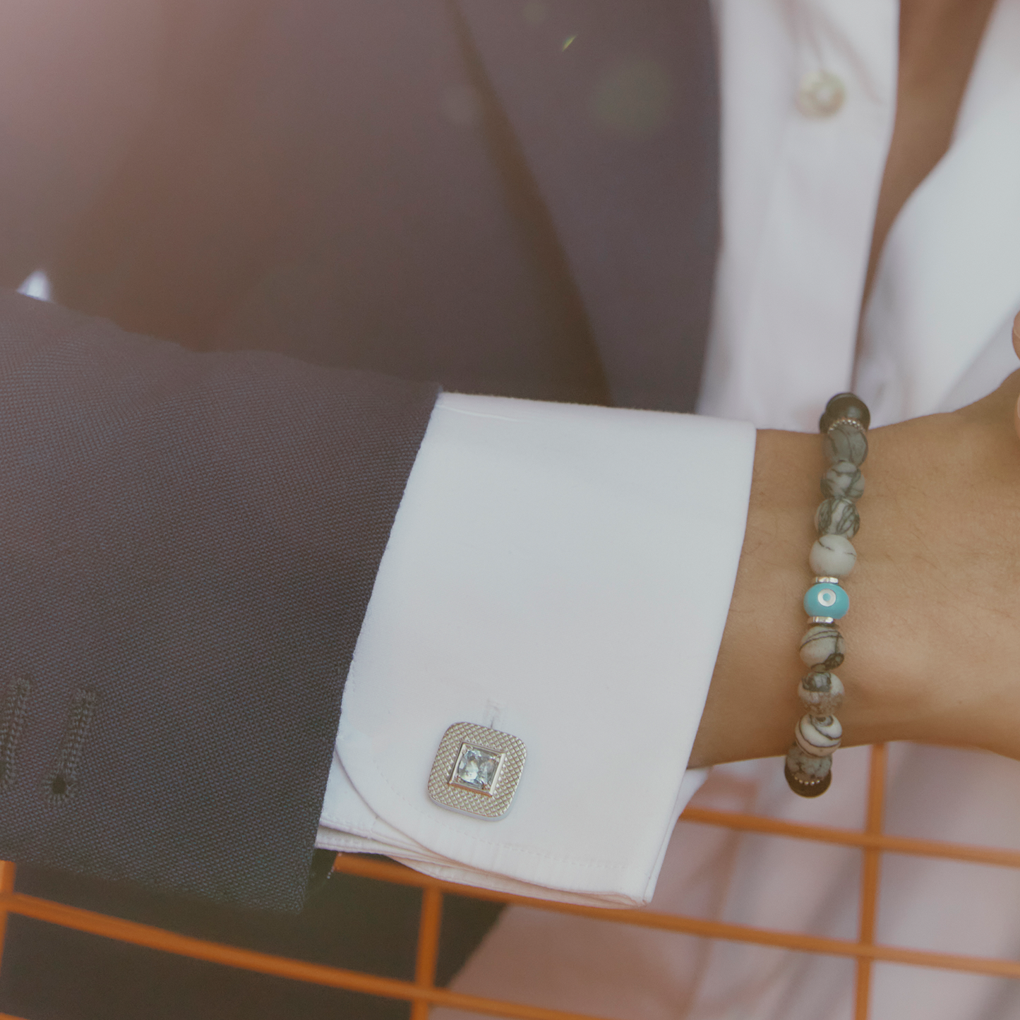 Refratto Cufflinks in Aquamarine