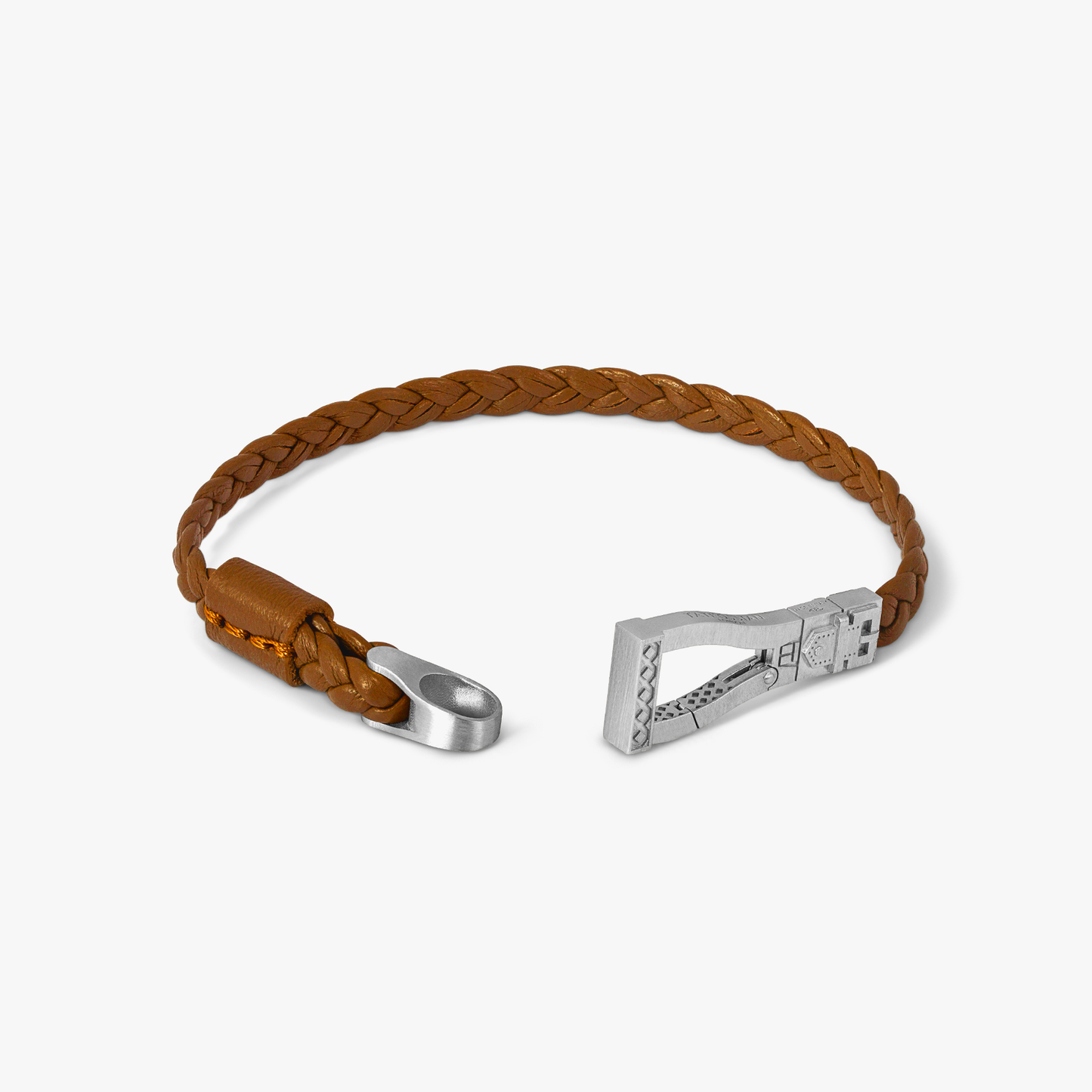 Ascot Bracelet In Rhodium & Brown Leather