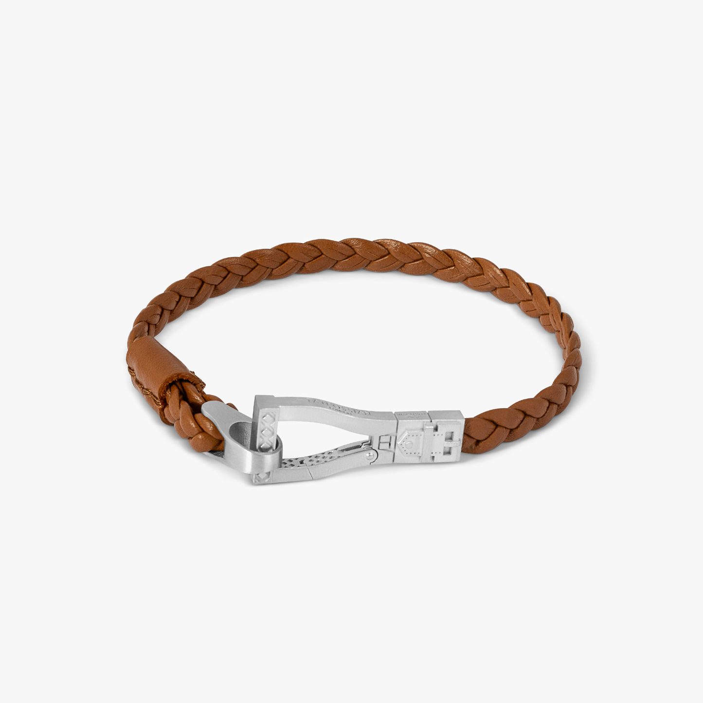 Ascot Bracelet In Rhodium & Brown Leather