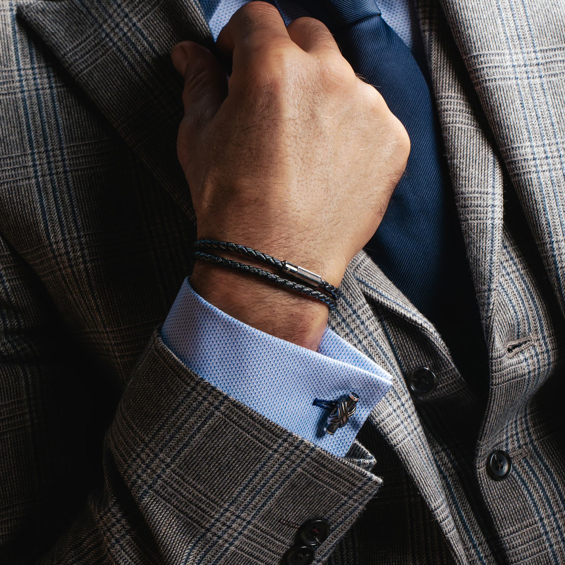 Carbon Infinity Talisman Cufflinks In Palladium Plated Base Metal With Black Carbon Fibre