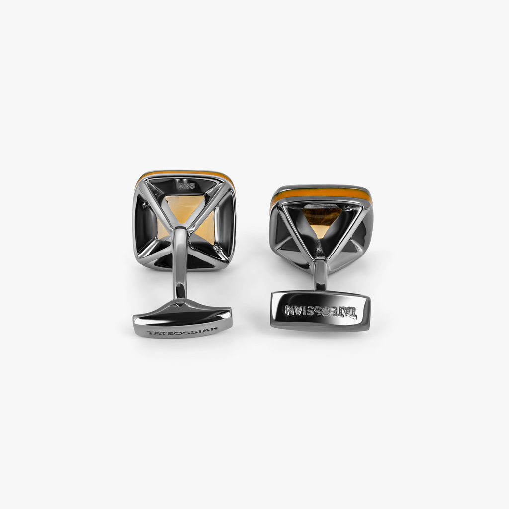 Pyramid Stone Cufflink with Citrine & Yellow Enamel (Limited Edition)