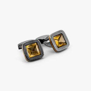 Pyramid Stone Cufflink with Citrine & Yellow Enamel (LIimited Edition)