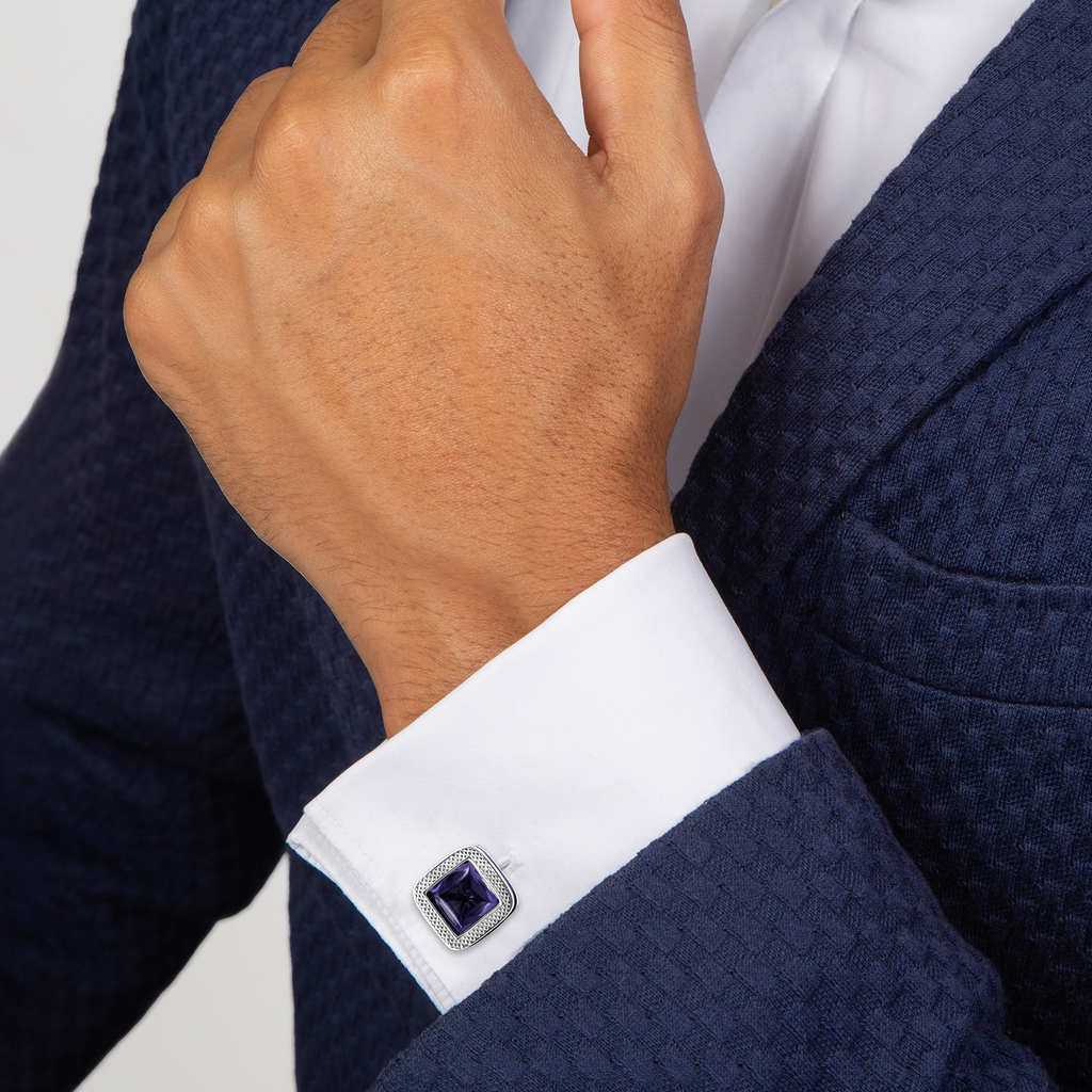 Pyramid Stone Cufflink with Amethyst & Purple Enamel (Limited Edition)