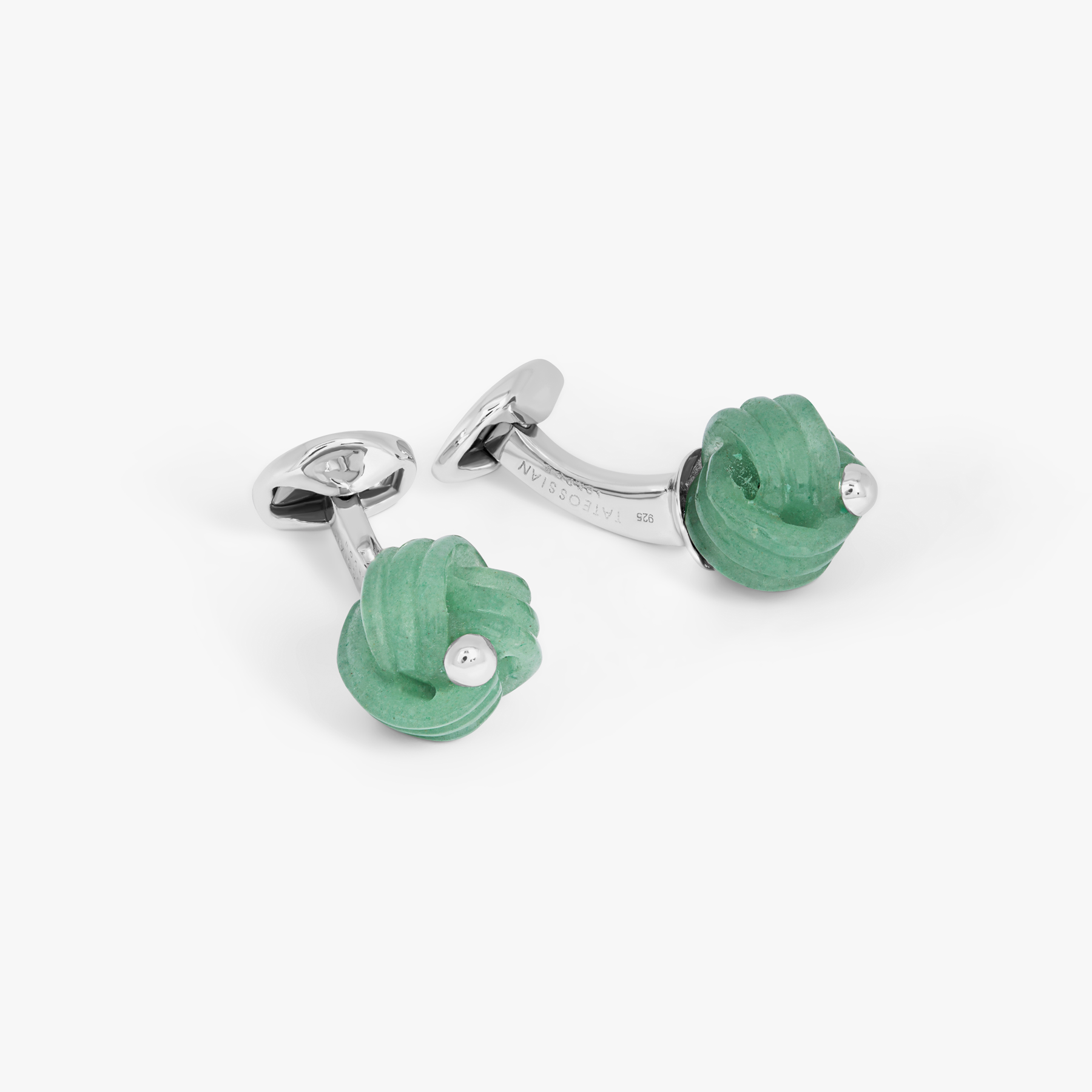 Knot cufflinks aventurine sterling silver