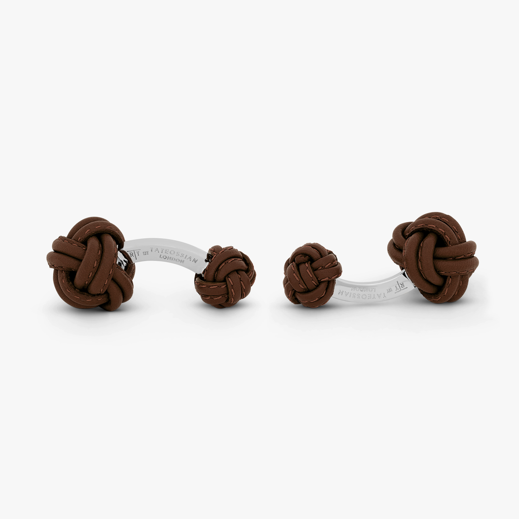 Nodo Pelle Cufflinks in Brown Leather
