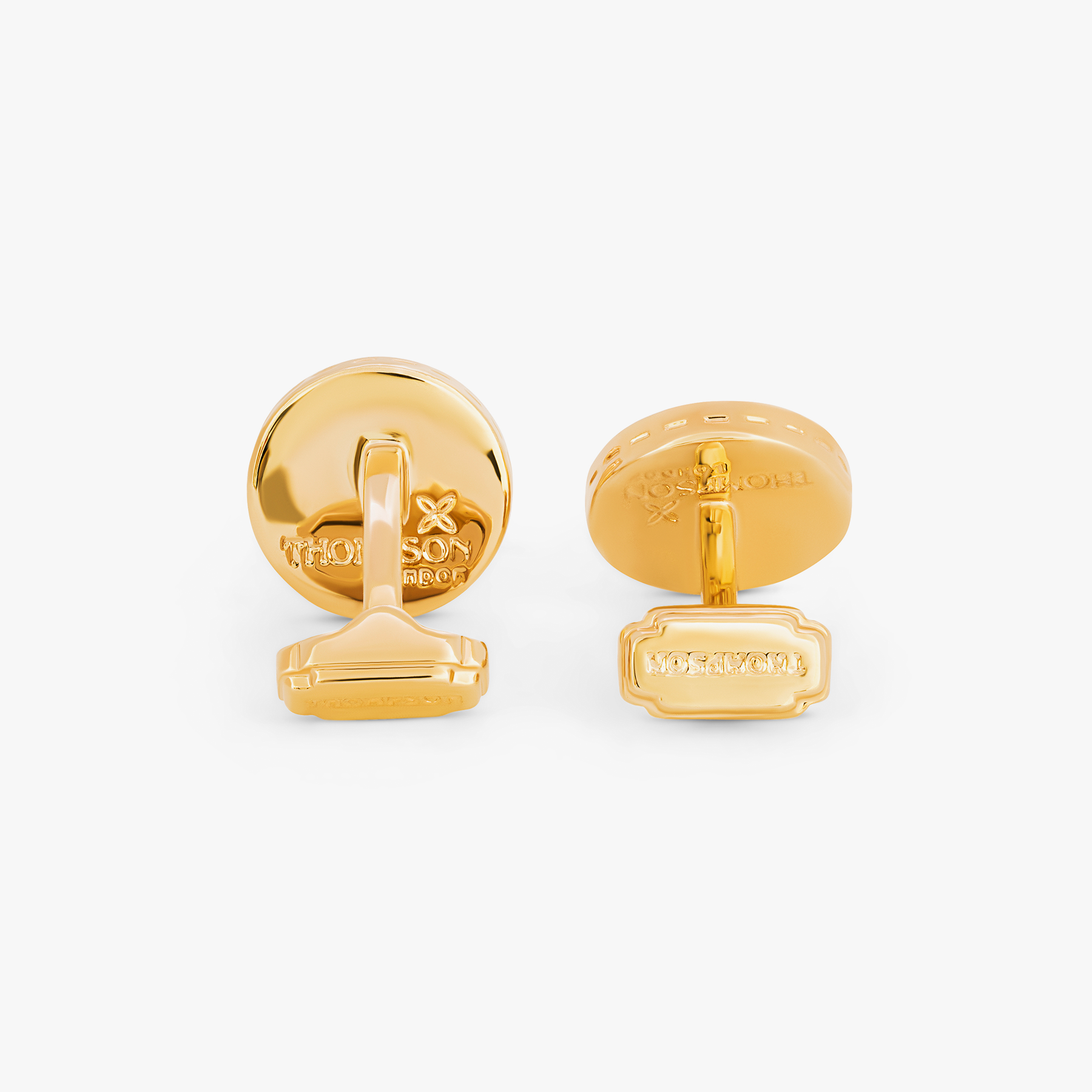 THOMPSON Tambor Cufflinks in Yellow Gold Plated with Red Tiger Eye
