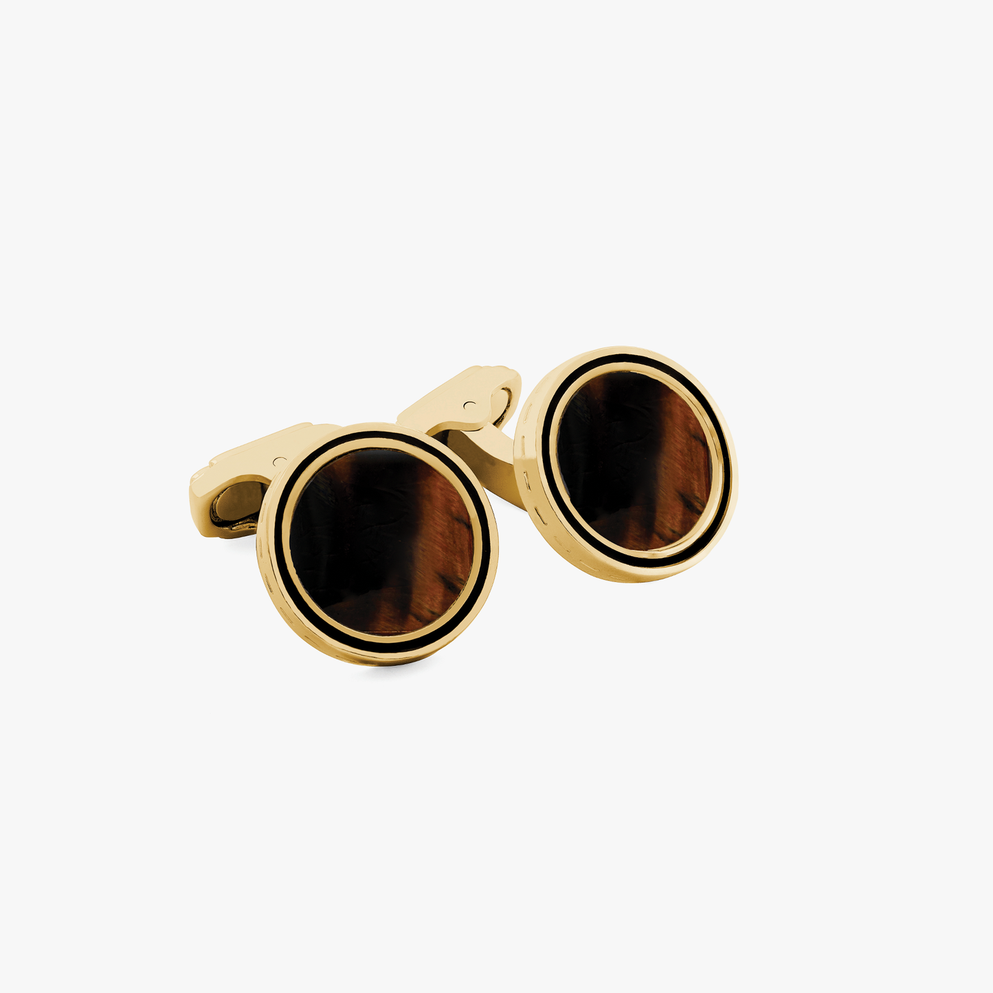 THOMPSON Tambor Cufflinks in Yellow Gold Plated with Red Tiger Eye