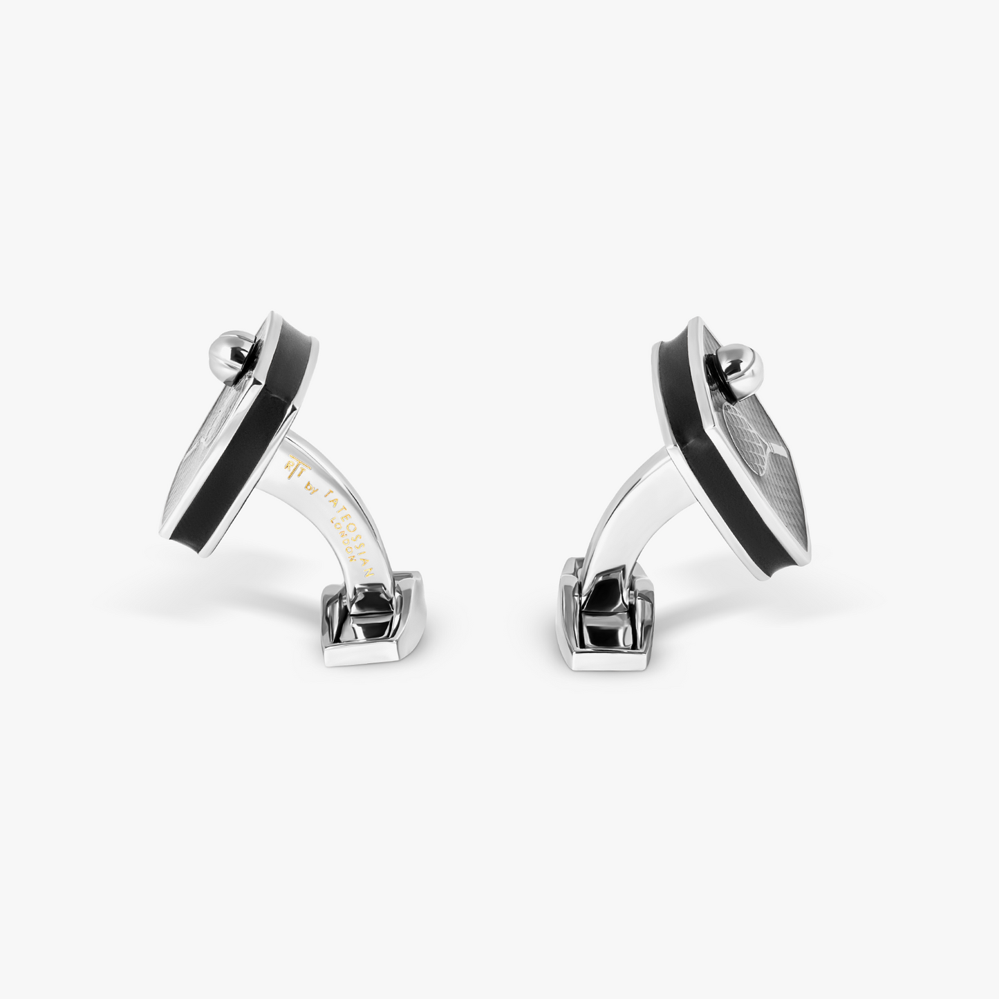 Sports Ice Cufflinks in Palladium & Black Enamel