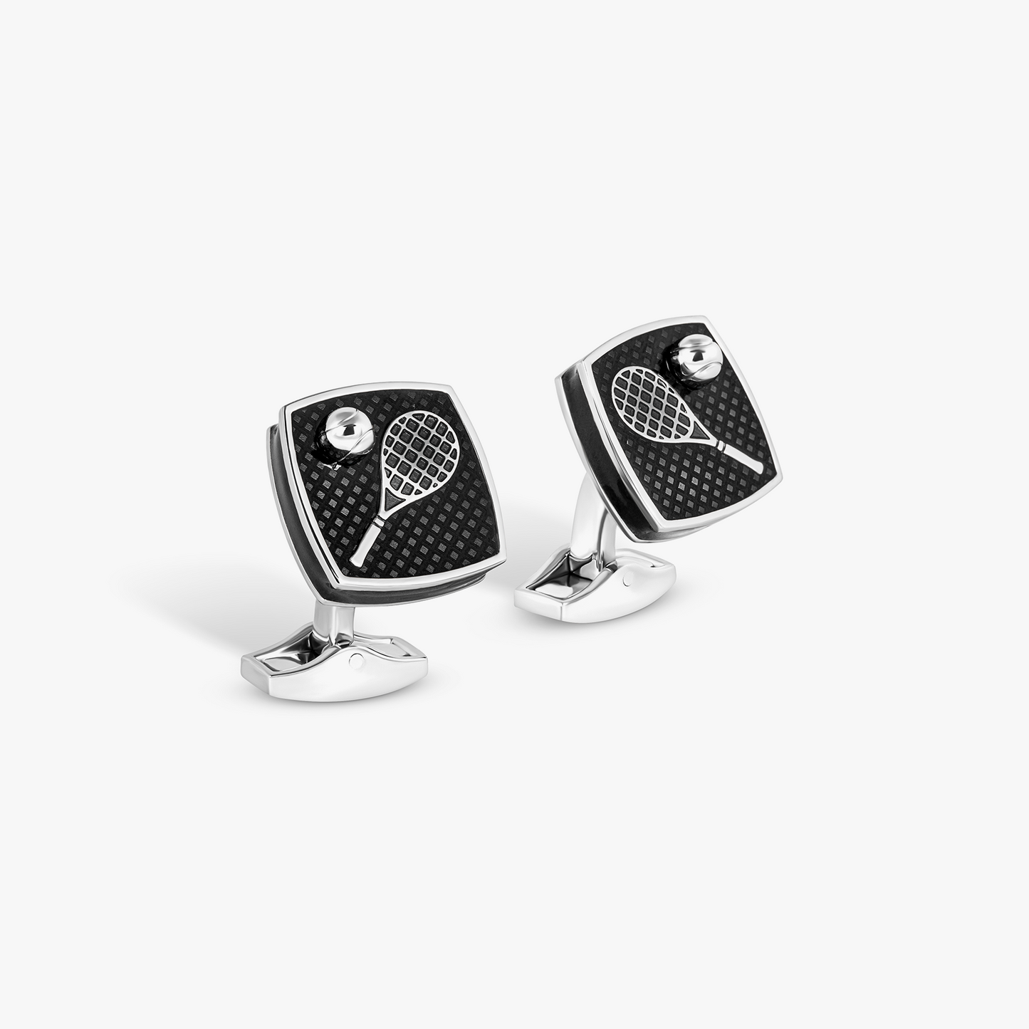 Sports Ice Cufflinks in Palladium & Black Enamel