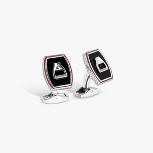 Ascot Cufflinks in Palladium & Onyx