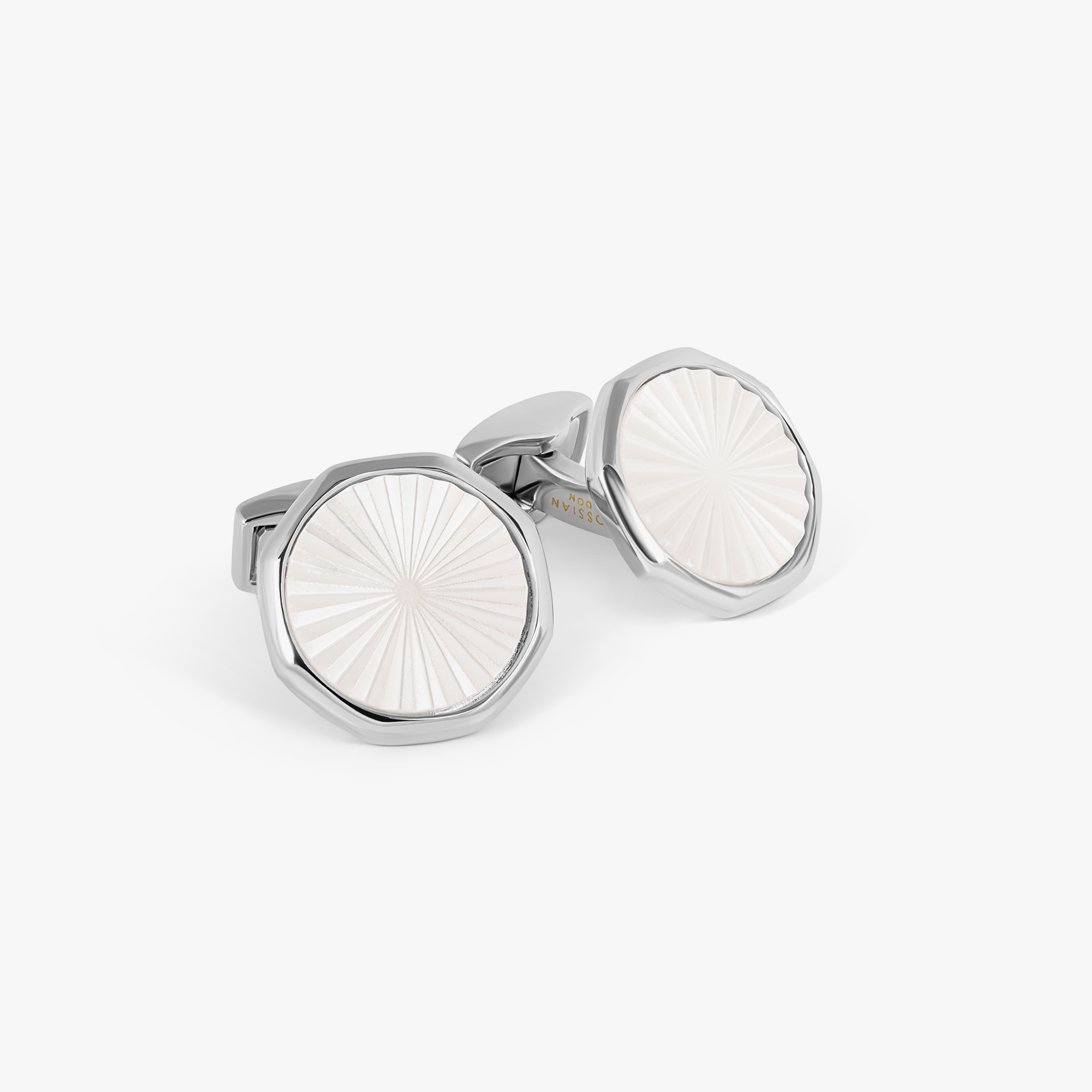 Sunburst Semi-Precious Cufflinks in Palladium plated & White Mother of Pearl