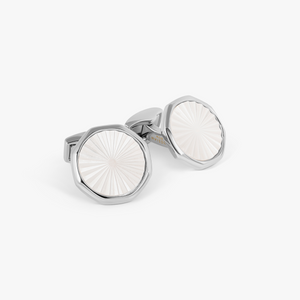 Sunburst Cufflinks in Palladium & White Mother of Pearl