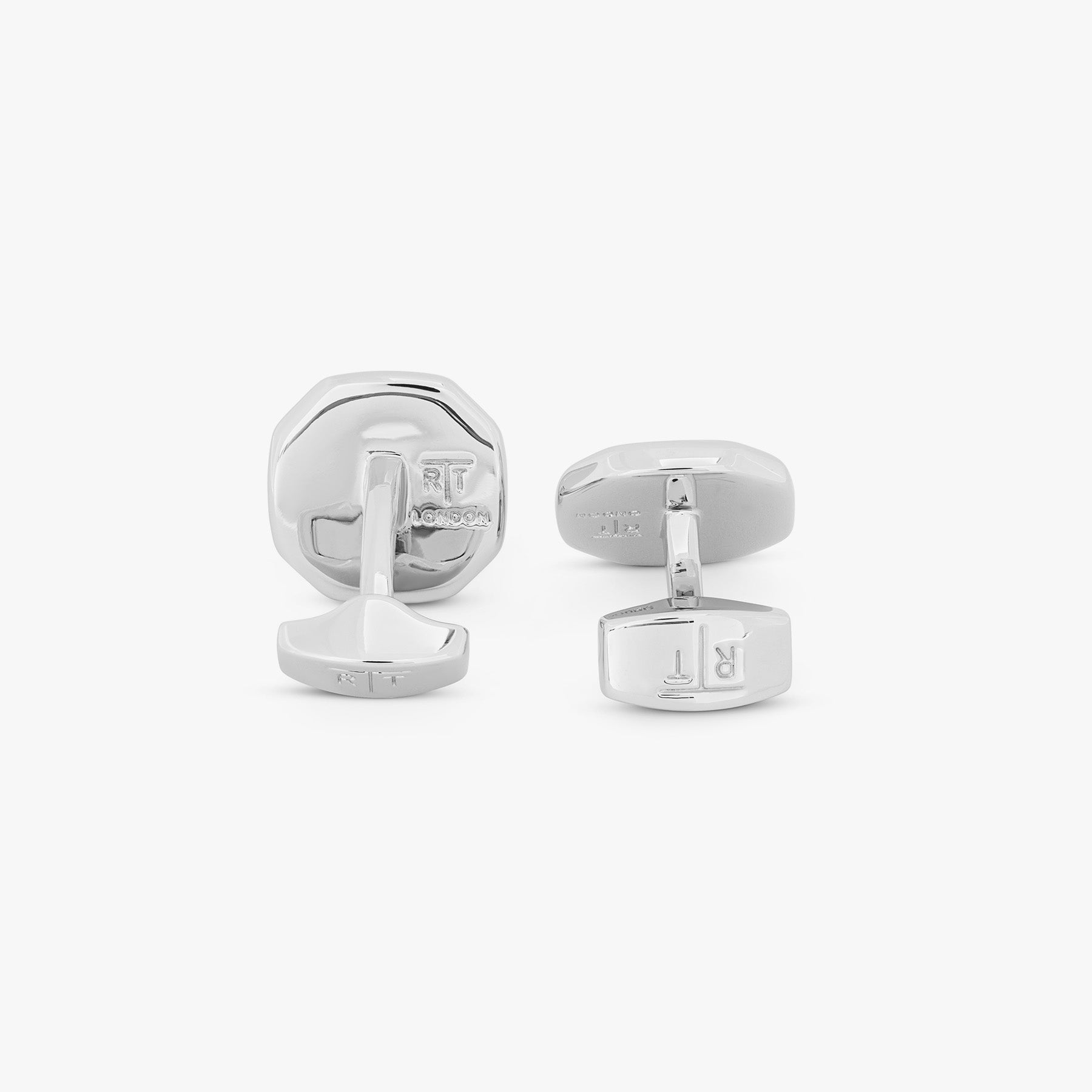 Octagon Semi-Precious Cufflinks With White Bronze plated in Malachite