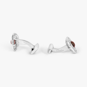 Satellite Cufflinks in Rhodium & Red Tourmaline