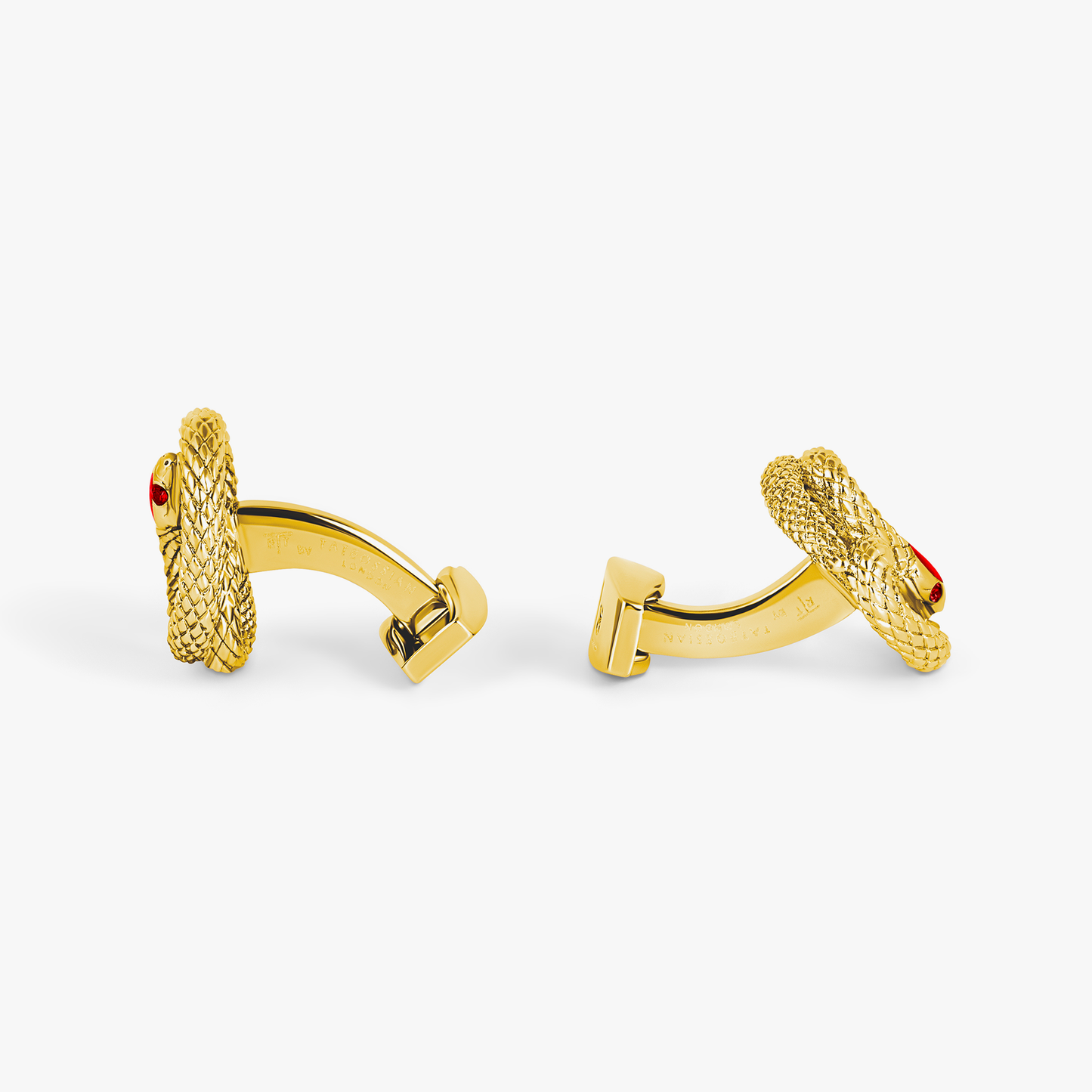 Viper Cufflinks in Yellow Gold Plated & Red Enamel