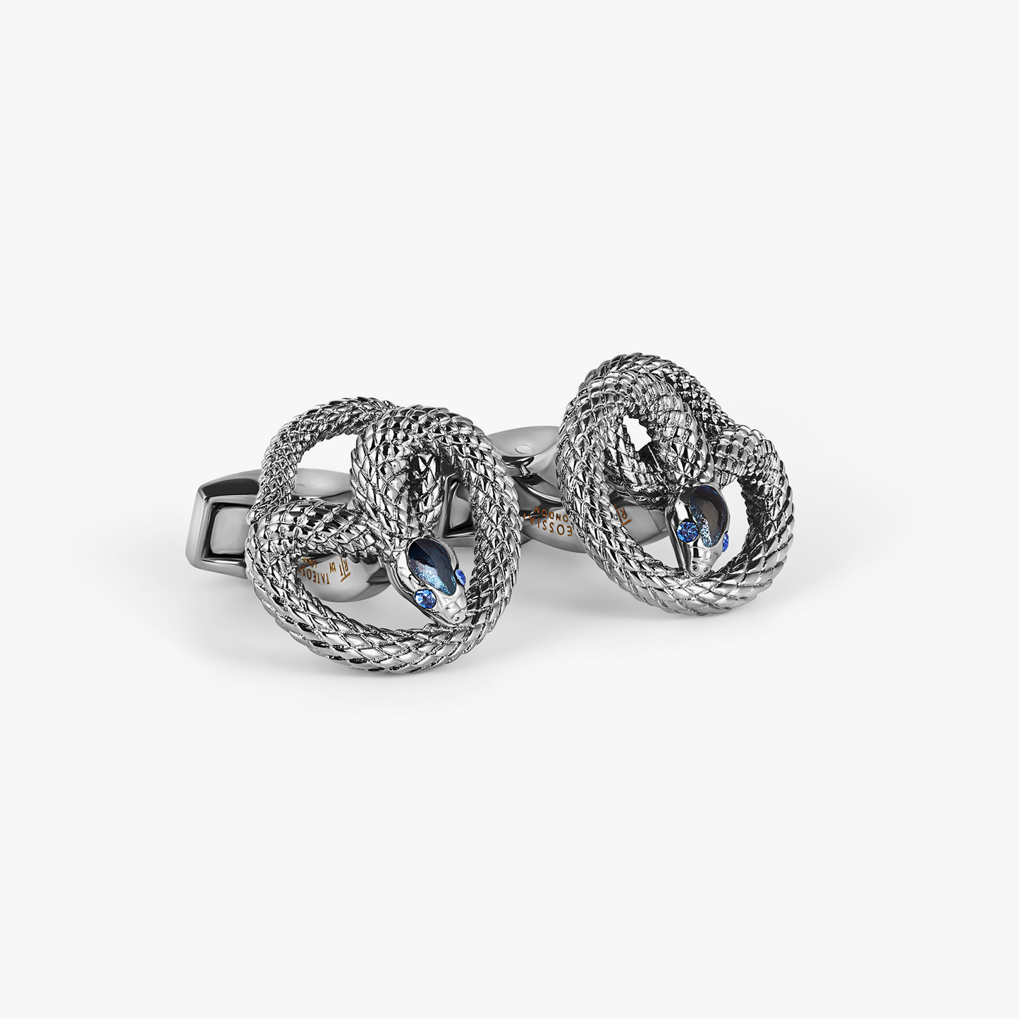 Tateossian Viper Cufflinks in Gunmetal & Navy Enamel