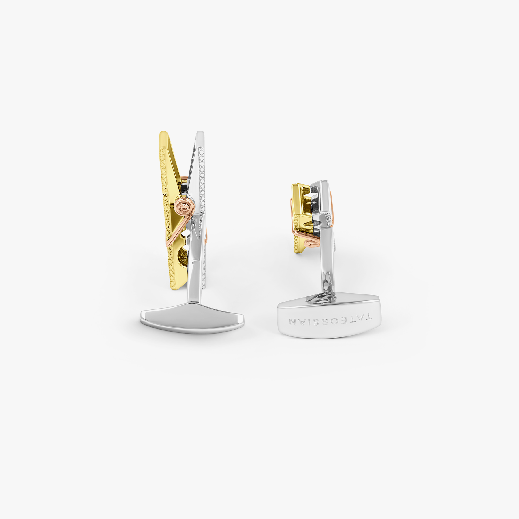 Mayfair Peg Cufflinks in 18K Yellow Gold & Rhodium