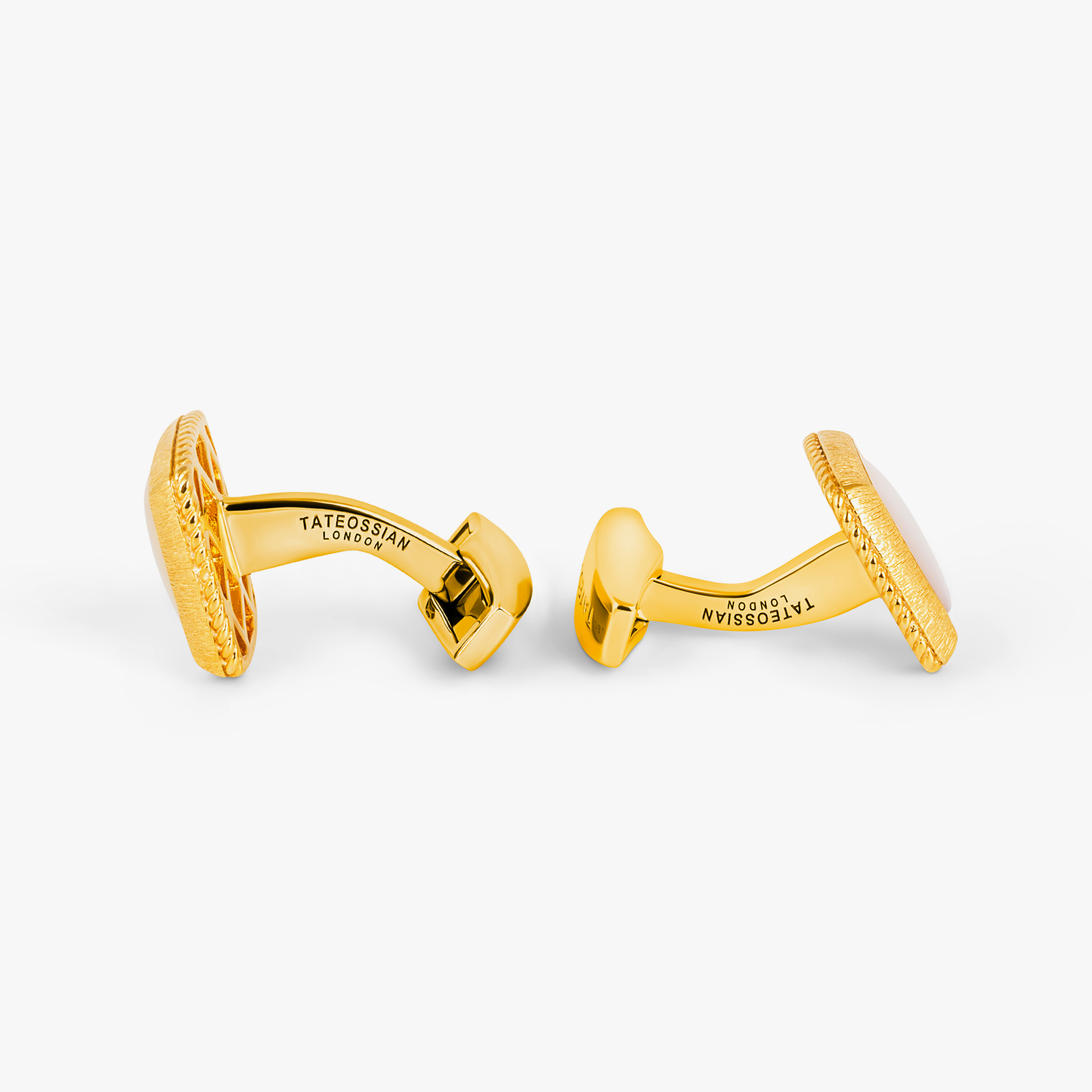 Graffiato Square Cufflinks in Yellow Gold & Mother of Pearl