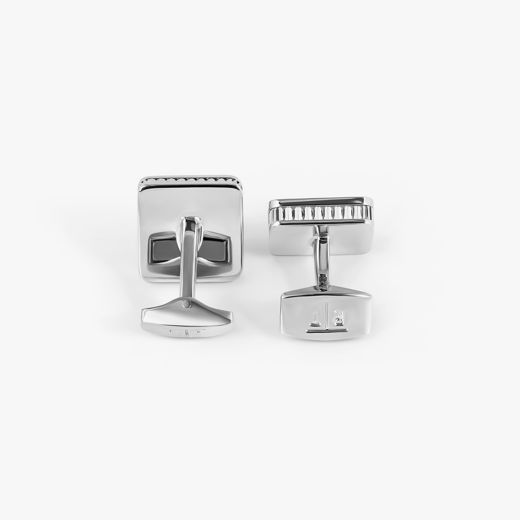 Diamond Giza Ice Cufflinks in Palladium plated & Black Enamel