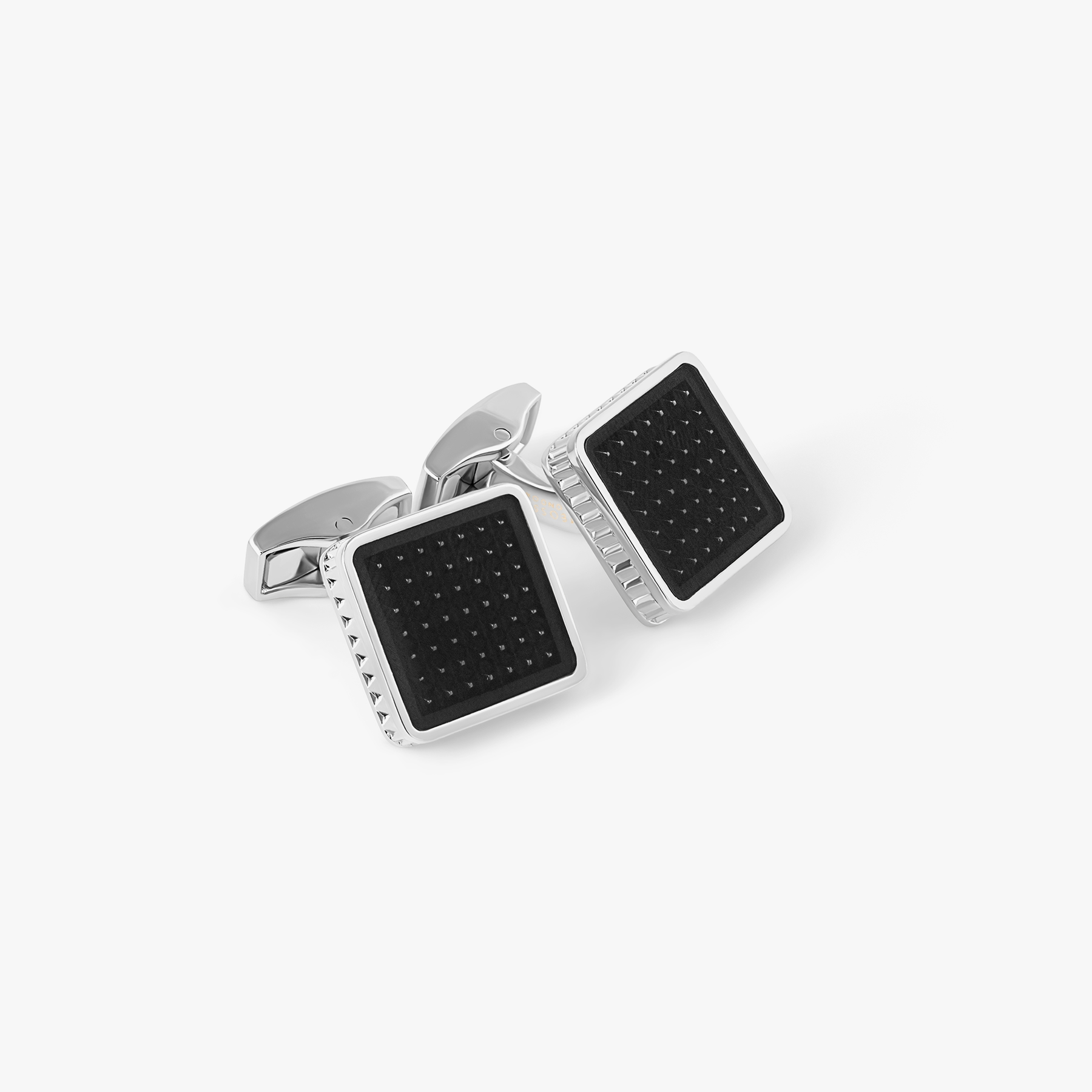 Diamond Giza Ice Cufflinks in Palladium plated & Black Enamel