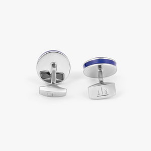 Milos Evil Eye Cufflinks in Blue Resin & White Mother of Pearl