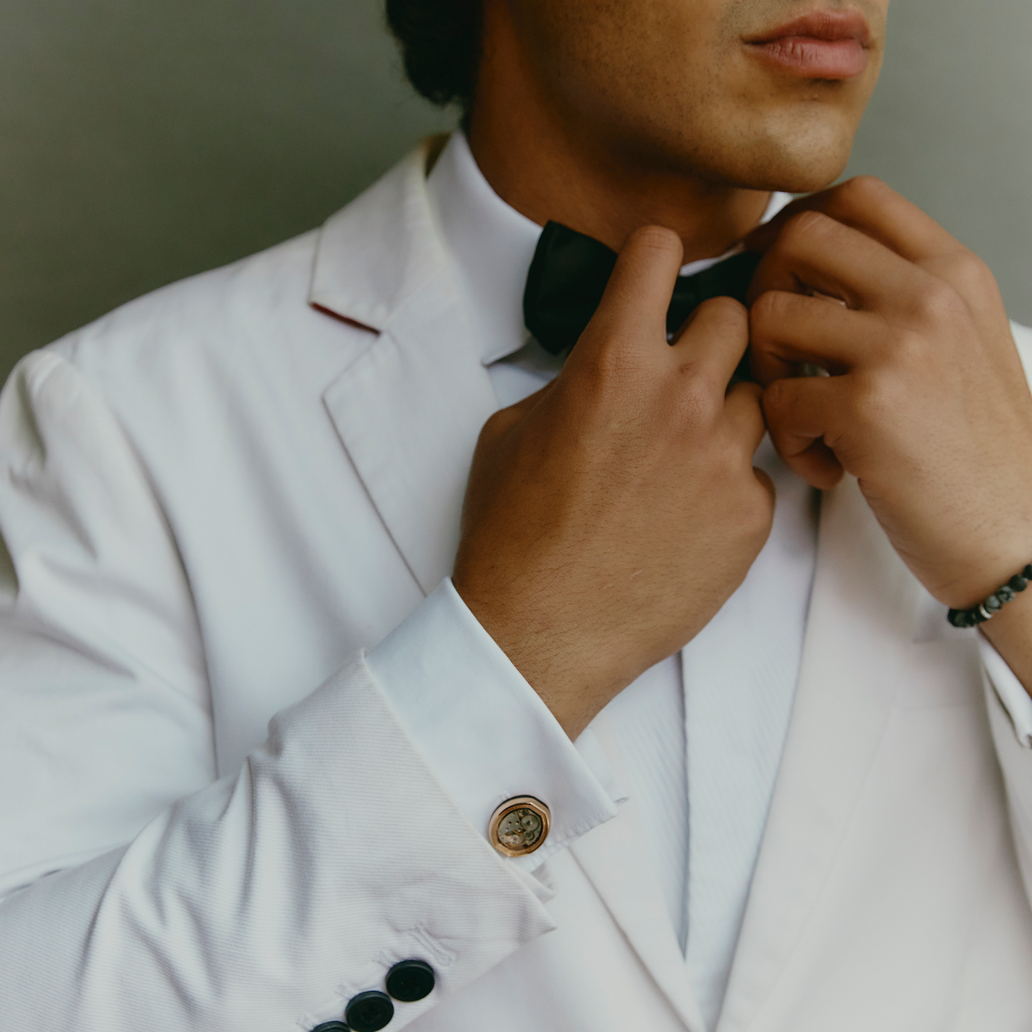 Tonneau Skeleton Cufflinks in Rose Gold & Black Enamel