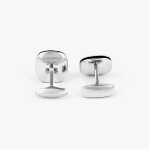 Diamond Signature Cufflinks in Rhodium & Black Spinel