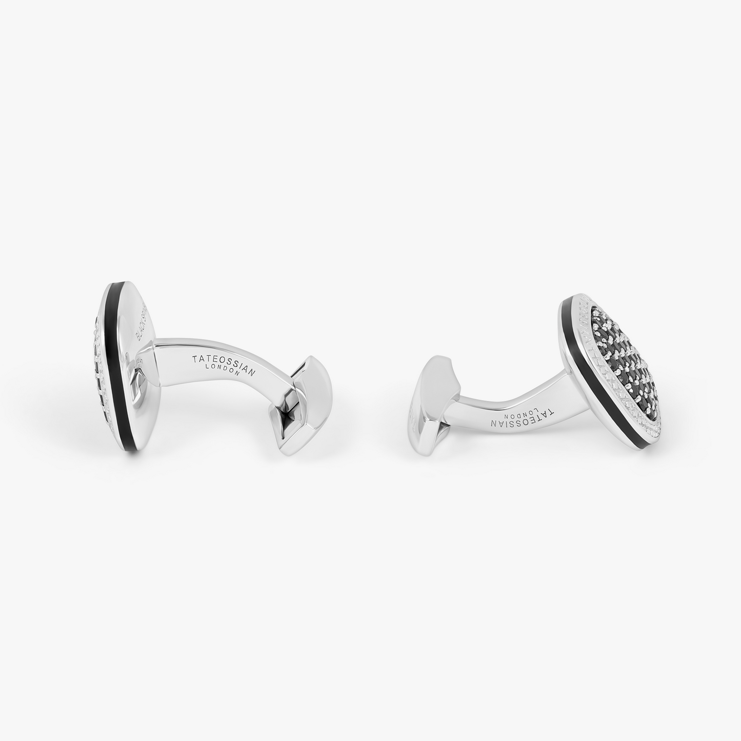 Signature Cufflinks in Rhodium Plated Silver and Black Spinel