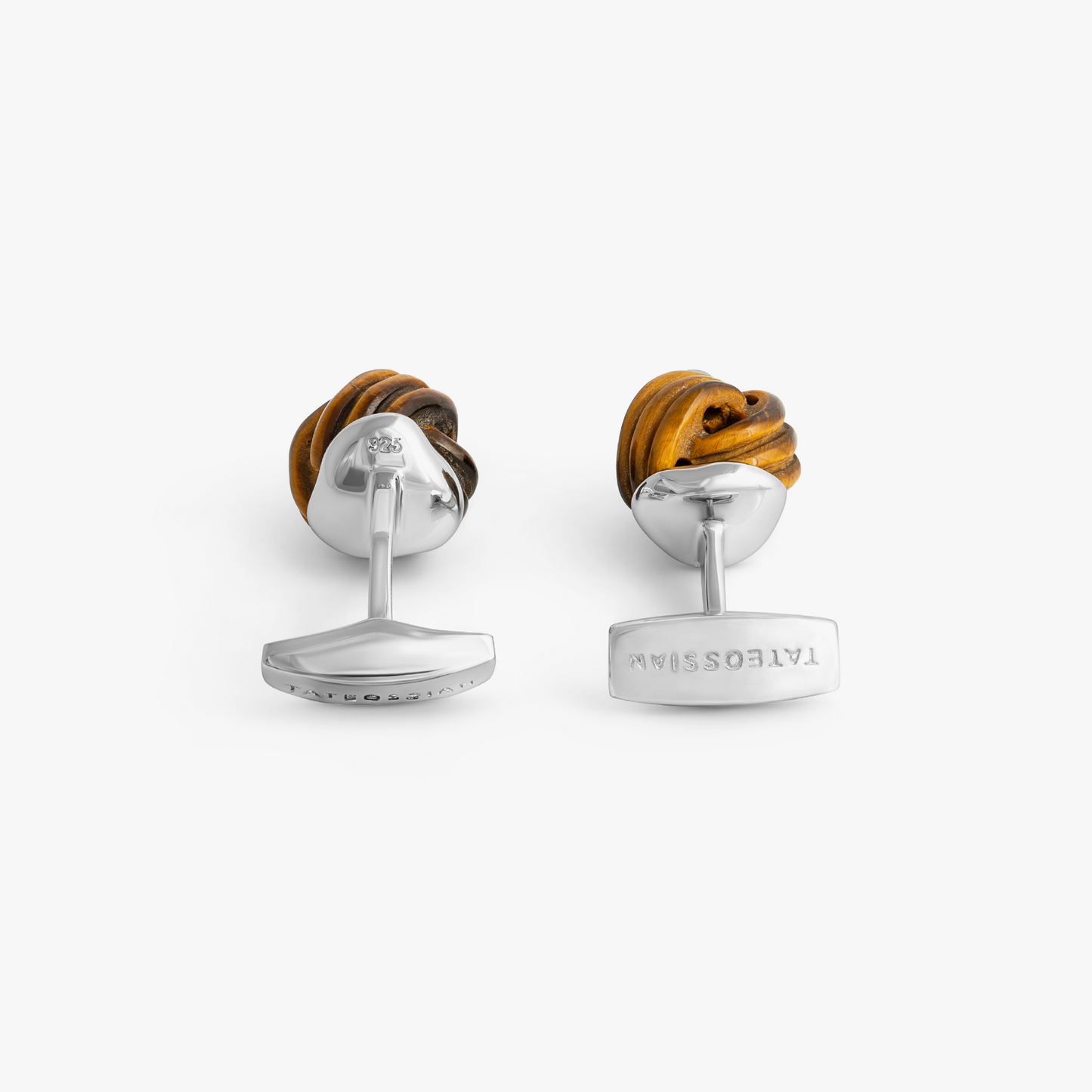 Sterling silver Knot cufflinks with tiger eye