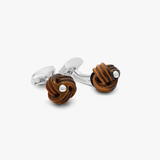 Sterling silver Knot cufflinks with tiger eye