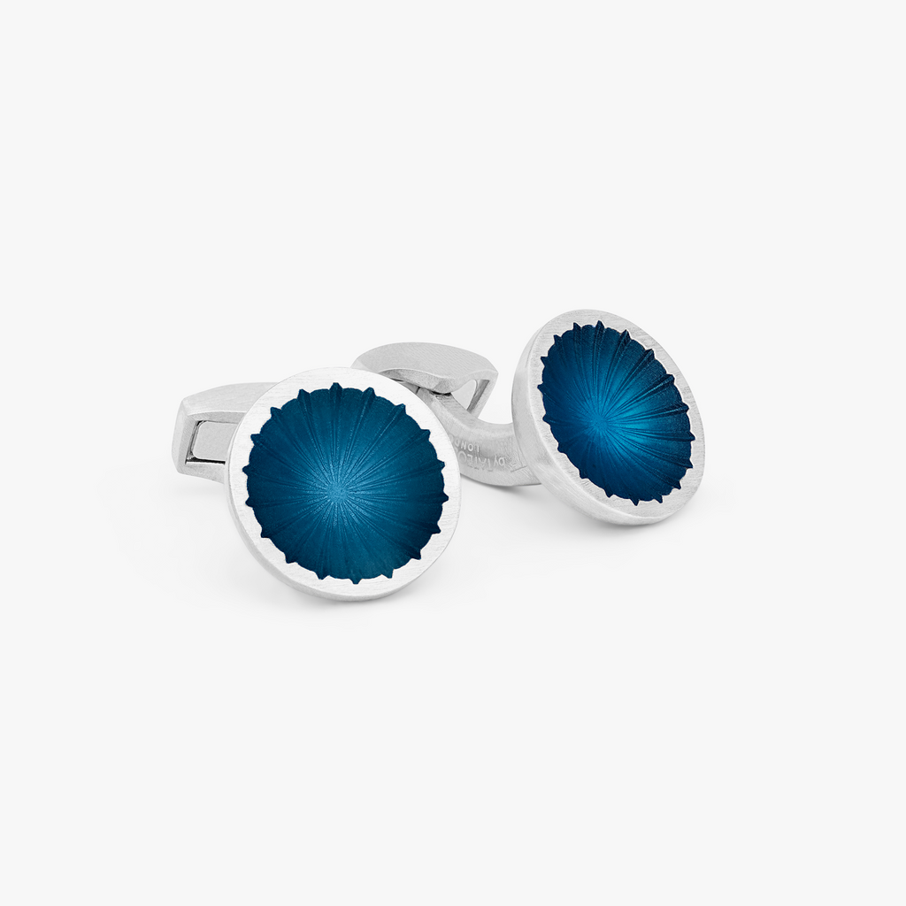 Starburst Bowl Cufflinks In Navy With Palladium Plated