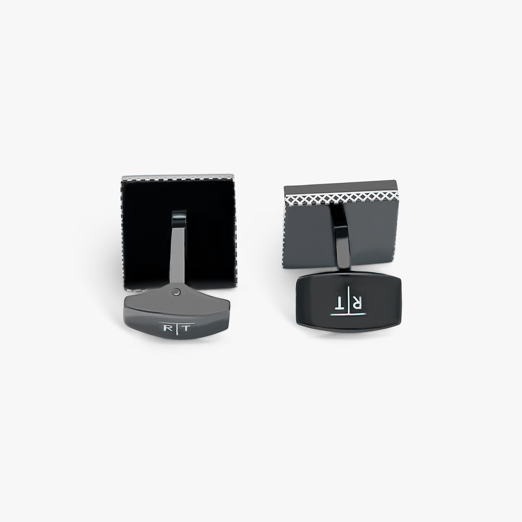 Carbon Ceramic Cufflinks In Grey With Black IP Plated Stainless Steel
