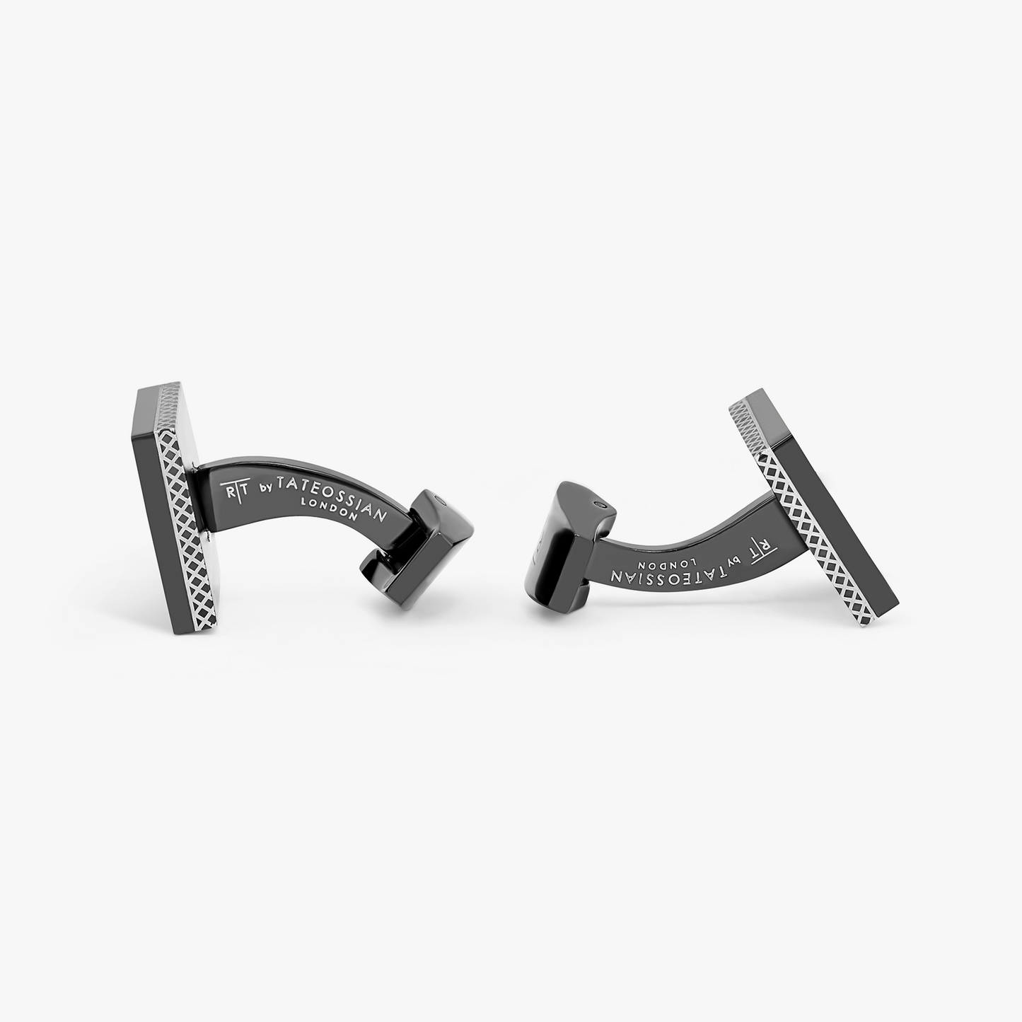 Carbon Ceramic Cufflinks In Grey With Black IP Plated Stainless Steel