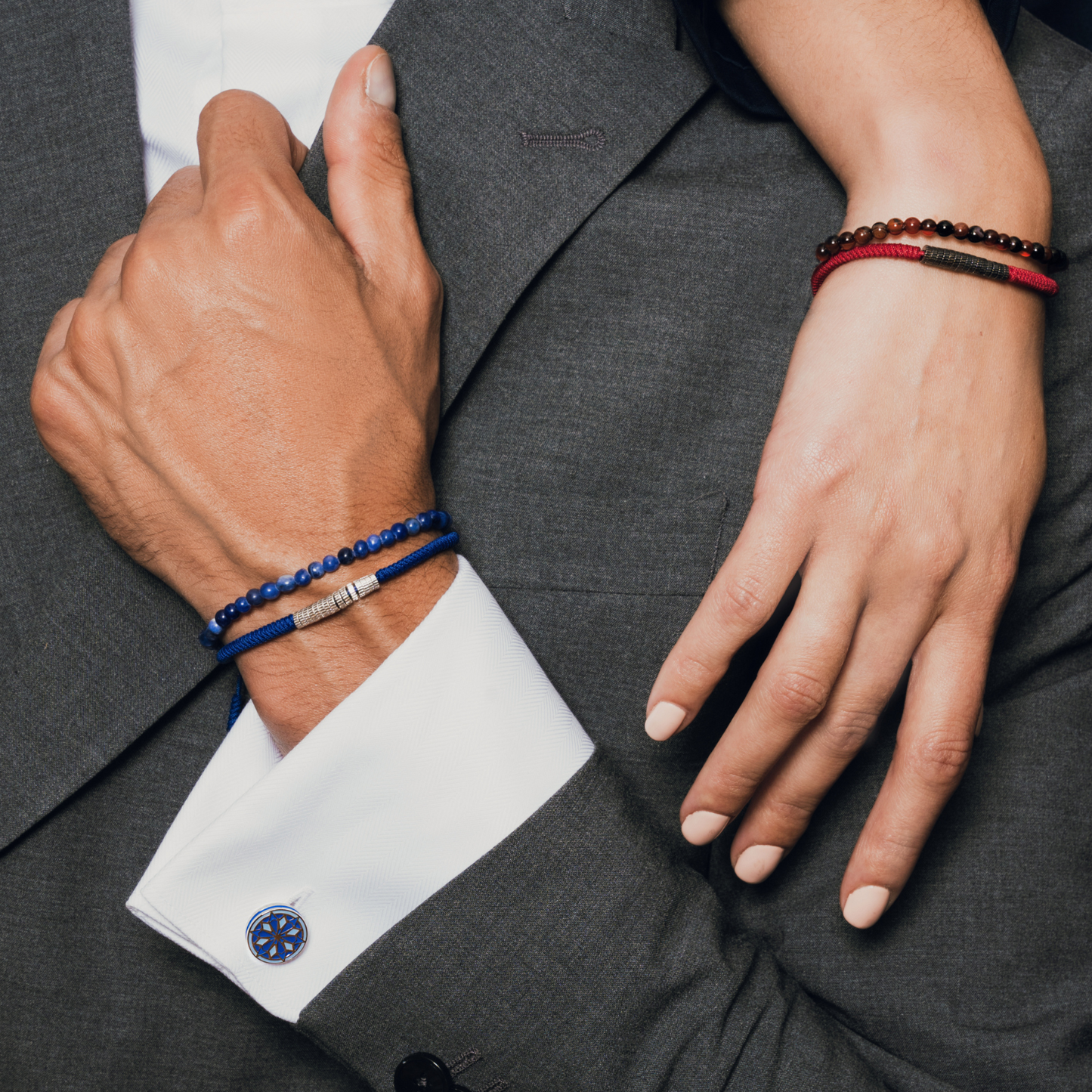 Blue Palladium Plated Lhasa Mandala Cufflinks