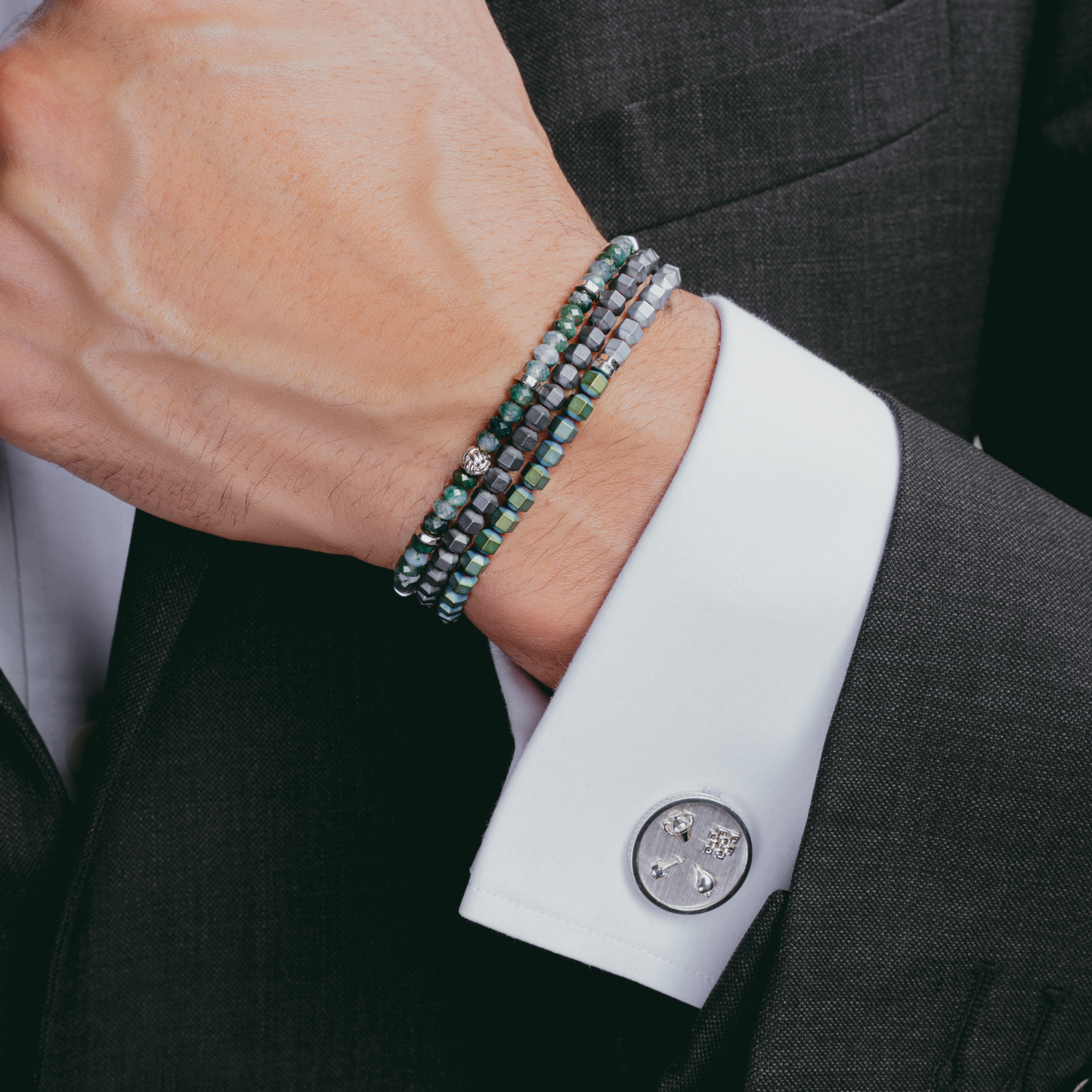 Silver Rhodium Plated Silver Auspicious Coin Cufflinks