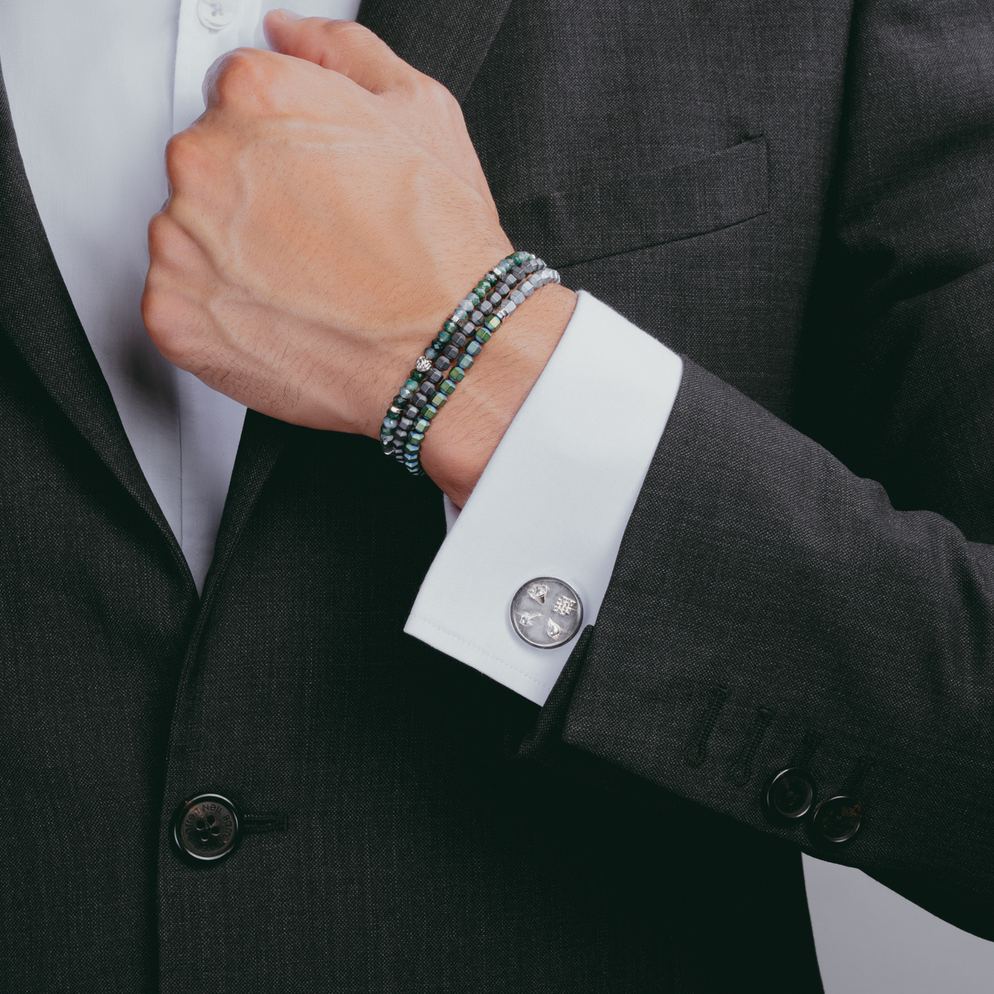 Silver Rhodium Plated Silver Auspicious Coin Cufflinks