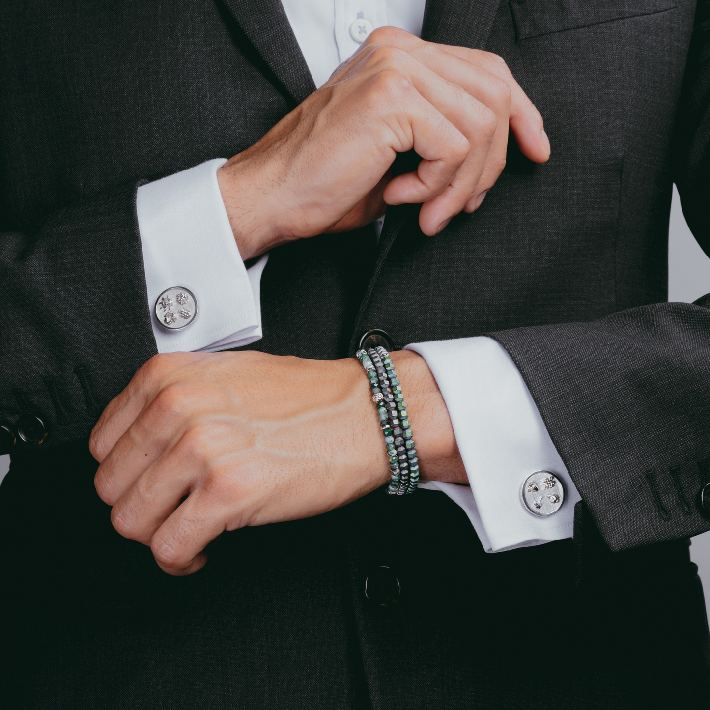Silver Rhodium Plated Silver Auspicious Coin Cufflinks