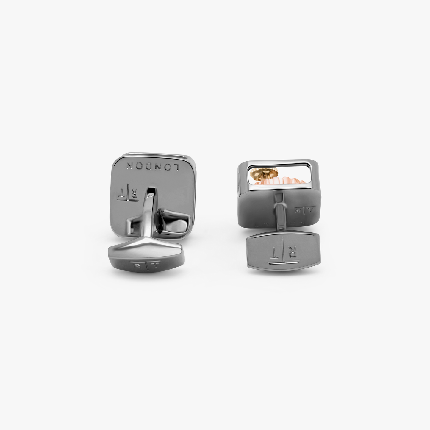 Square Gear Cufflinks In Black Gunmetal Plated