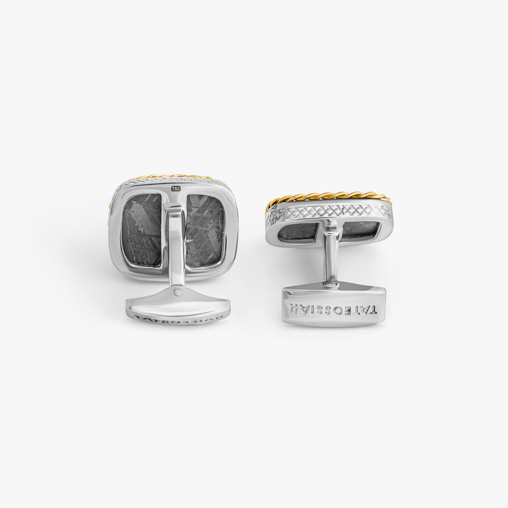Sterling Silver Meteorite Cufflinks With 18K Yellow Gold (Limited Edition)