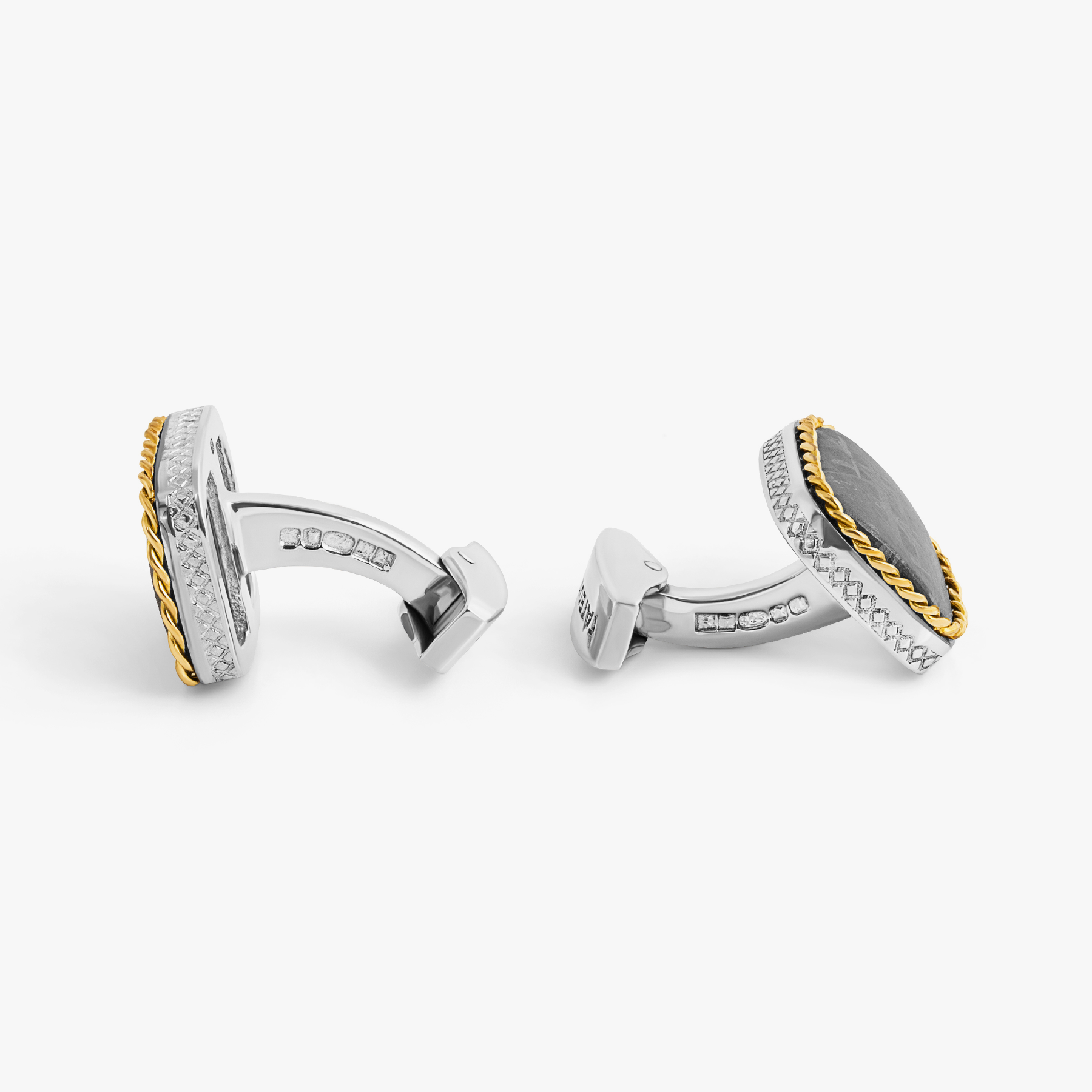 Sterling Silver Meteorite Cufflinks With 18K Yellow Gold (Limited Edition)