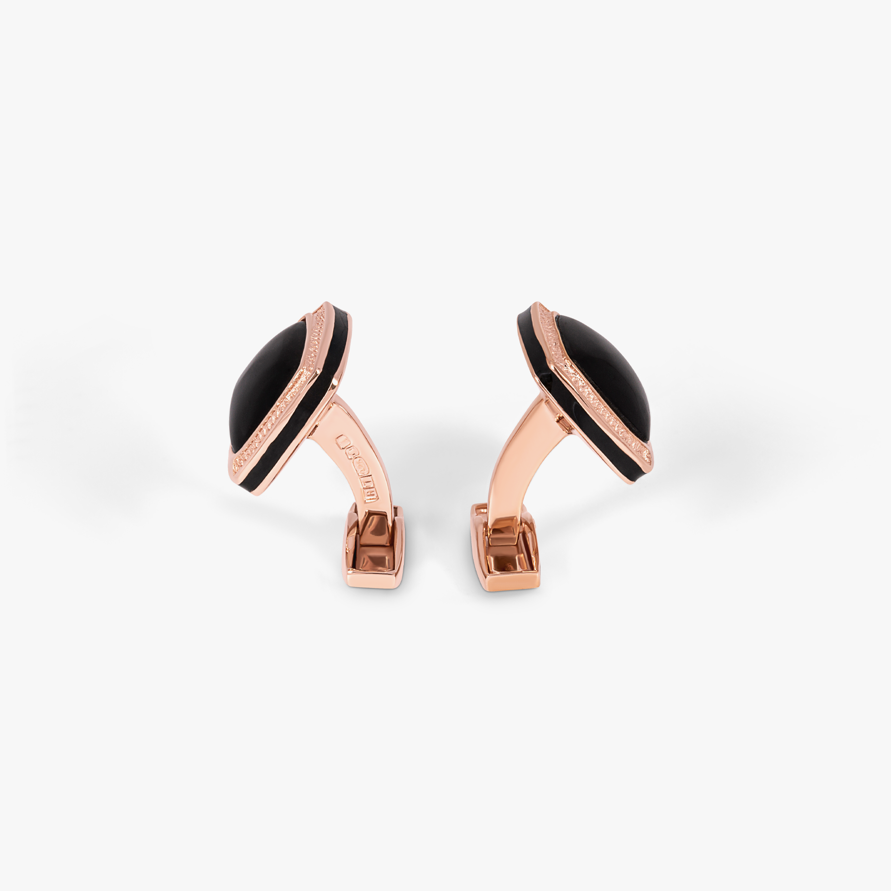 Onyx Signature Cushion cufflinks in rose gold plated sterling silver