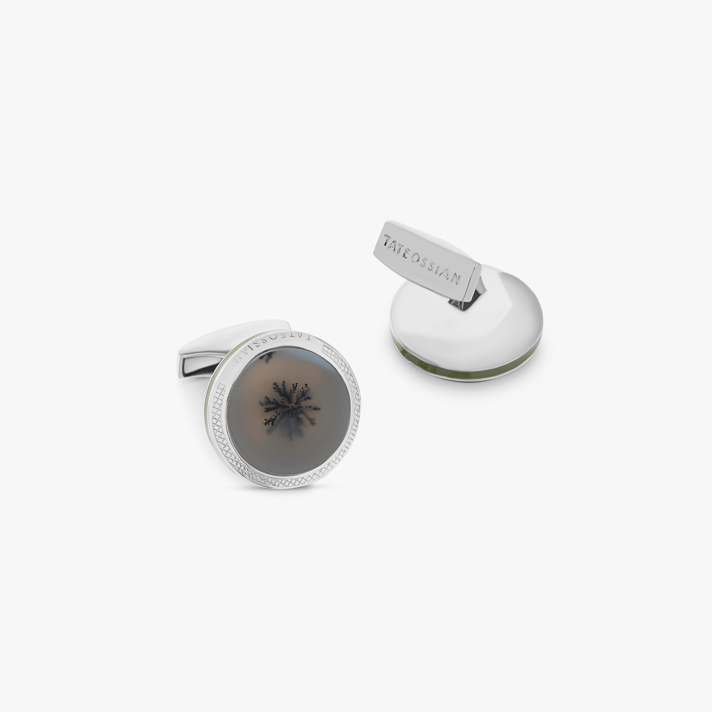 Dendritic Agate Cufflinks In Sterling Silver