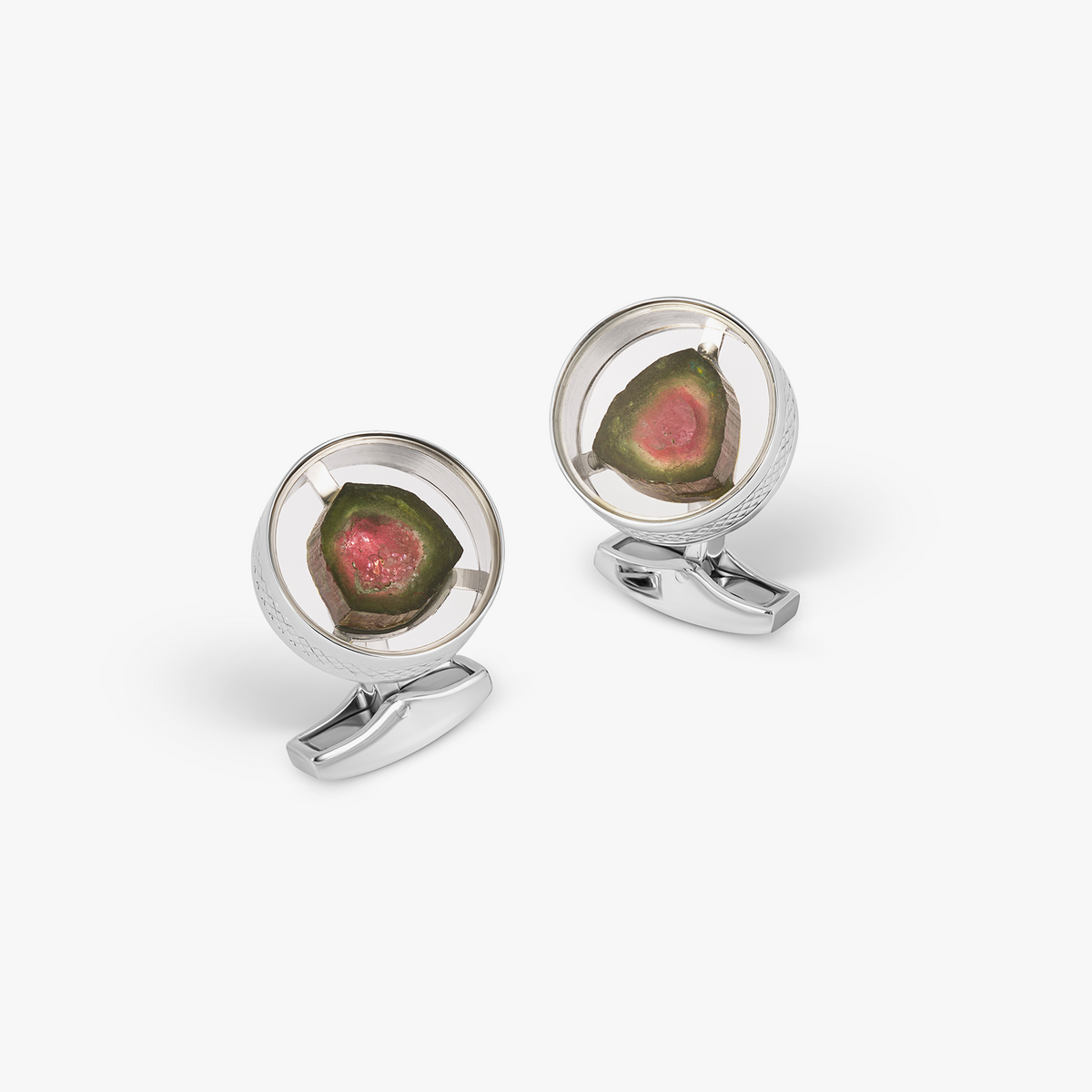 Watermelon Tourmaline Silver Cufflinks - Limited Edition