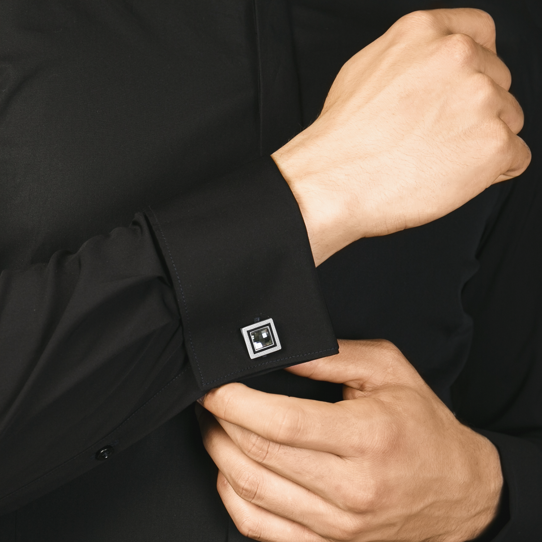 Grey Rhodium Plated Swarovski Quadrato Cufflinks