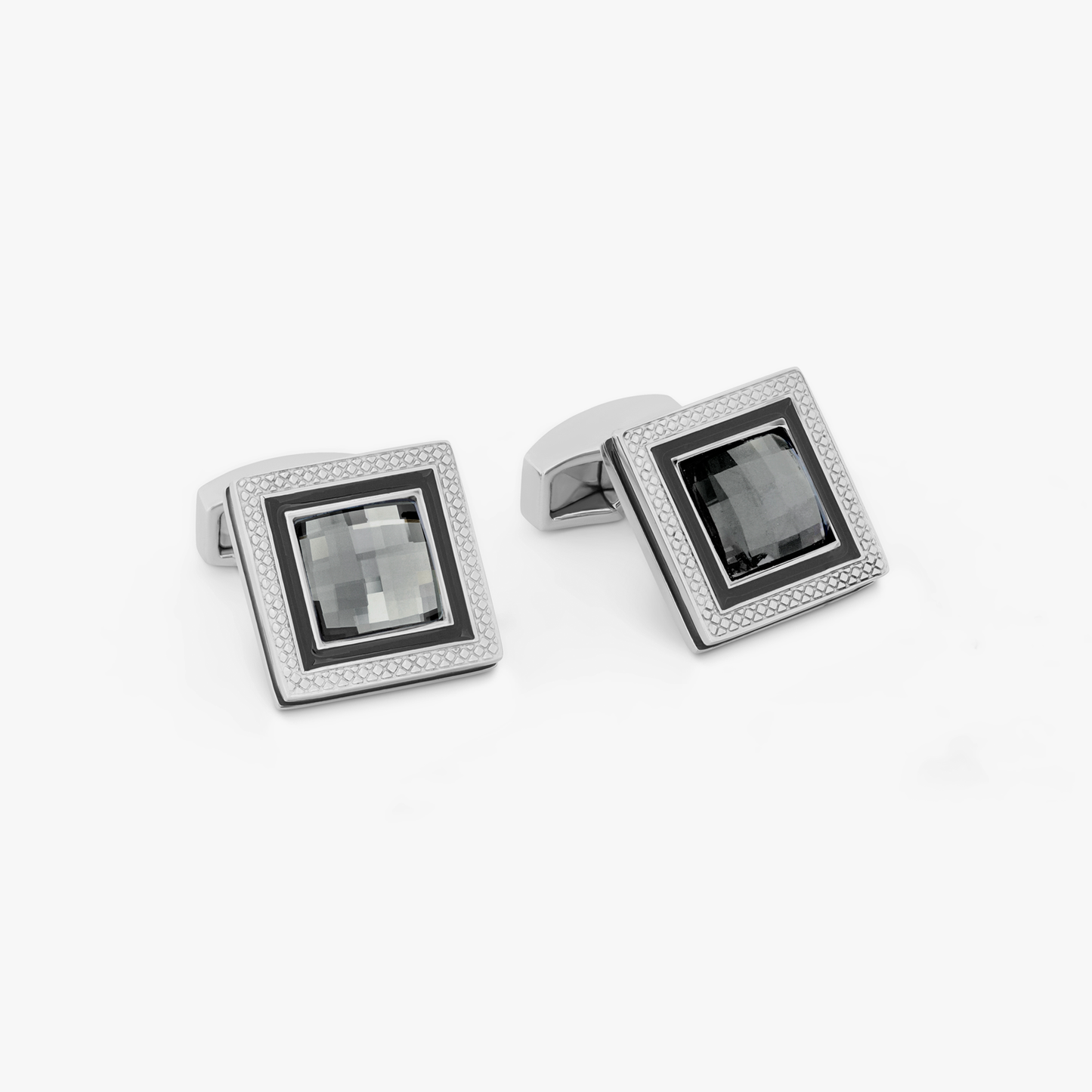 Grey Rhodium Plated Swarovski Quadrato Cufflinks