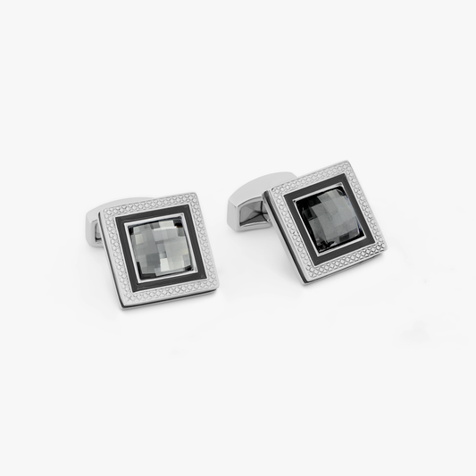 Grey Rhodium Plated Swarovski Quadrato Cufflinks