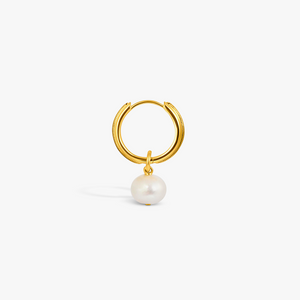 Snake Chain Earrings in Yellow Gold Plated Silver with White Pearl